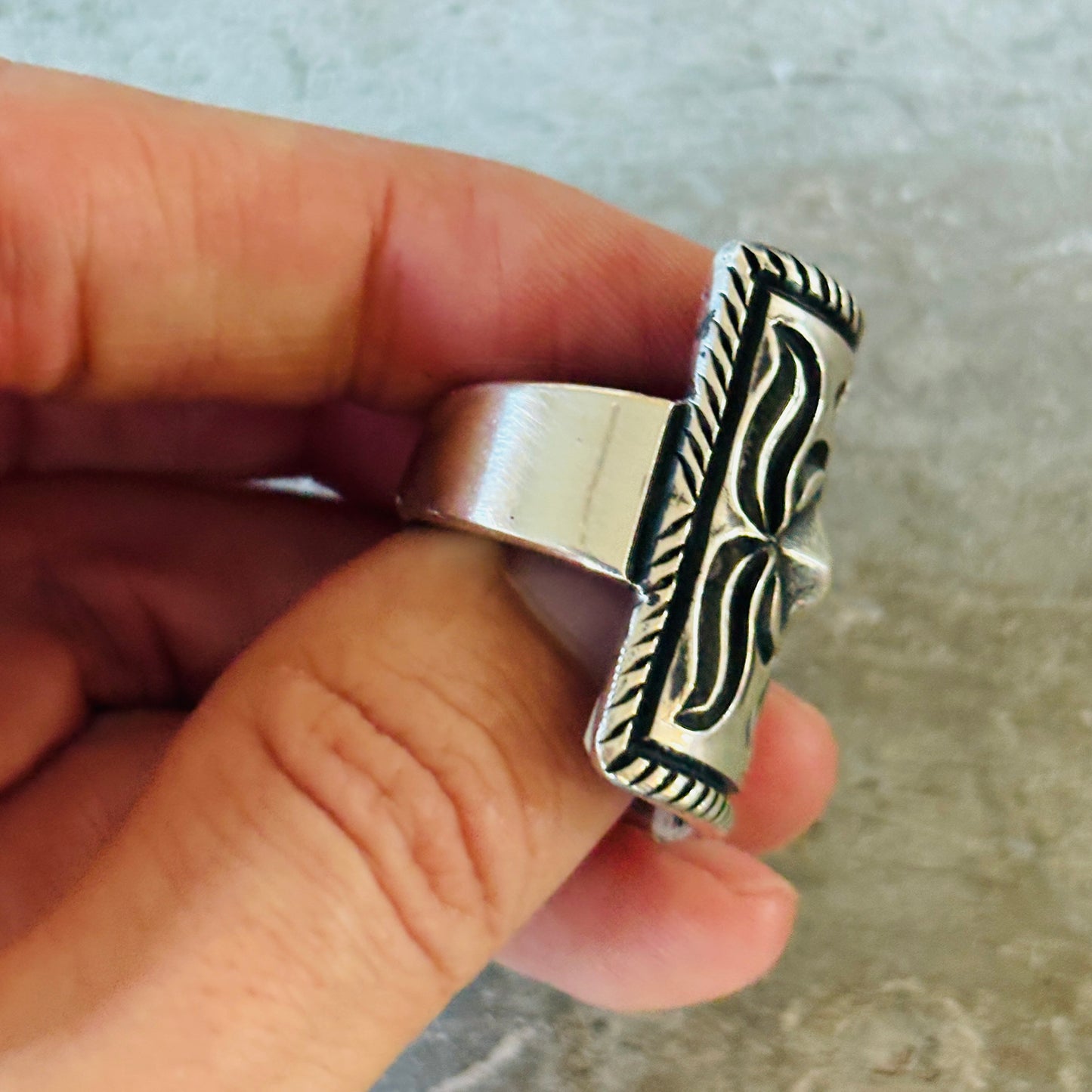 Navajo Harrison Jim Sterling Silver Shield Ring