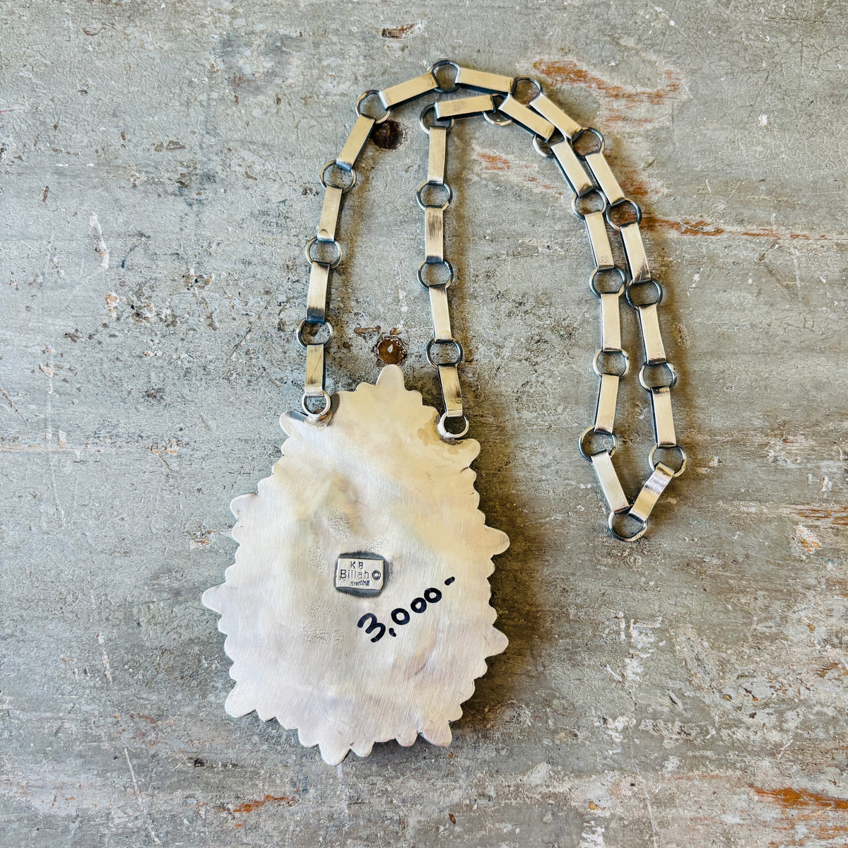 Navajo Kindale Billah Sterling Silver - Ceramic & Mother of Pearl Skelton Necklace