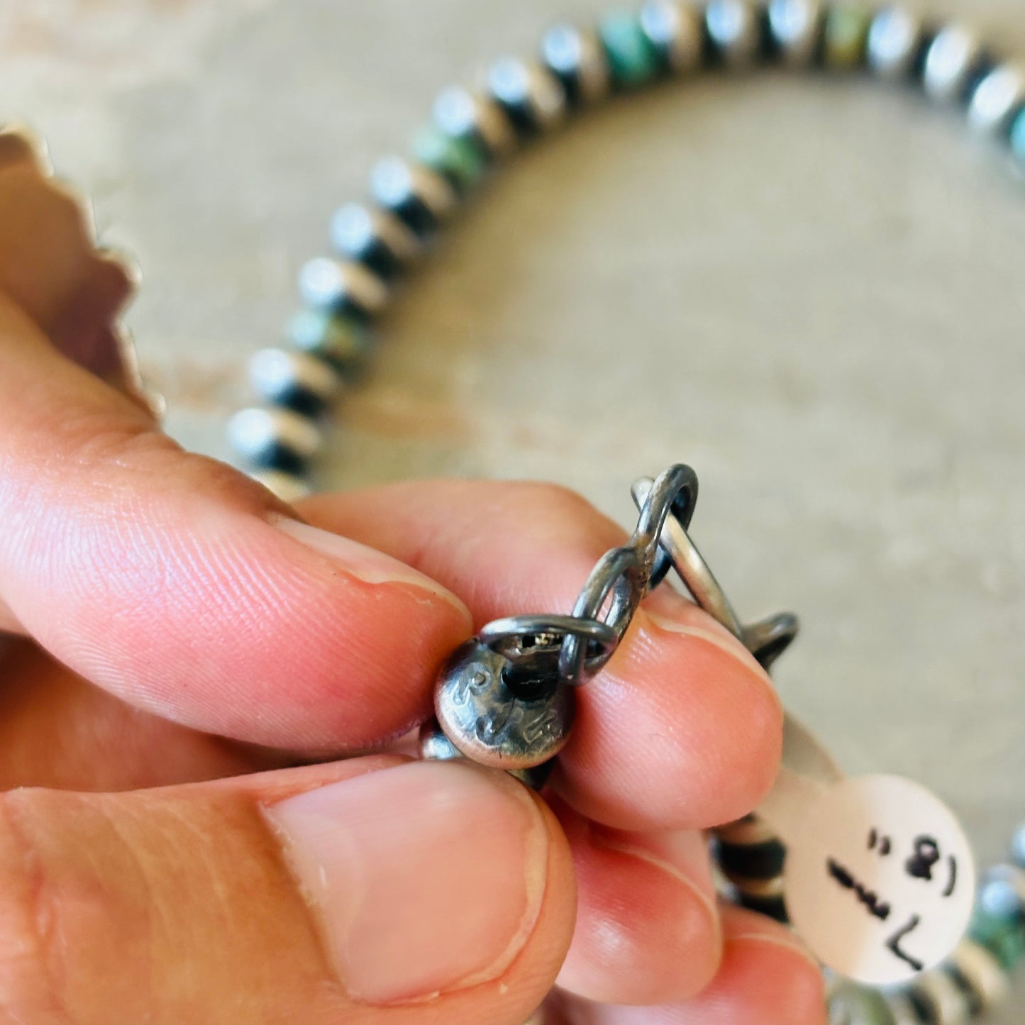 Navajo Preston Haley Sterling Silver & Campitos Turquoise 7mm Pearls Necklace
