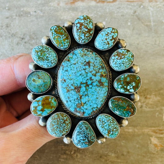 Navajo Kathleen Chavez Sterling Silver & Kingman Cluster Ring