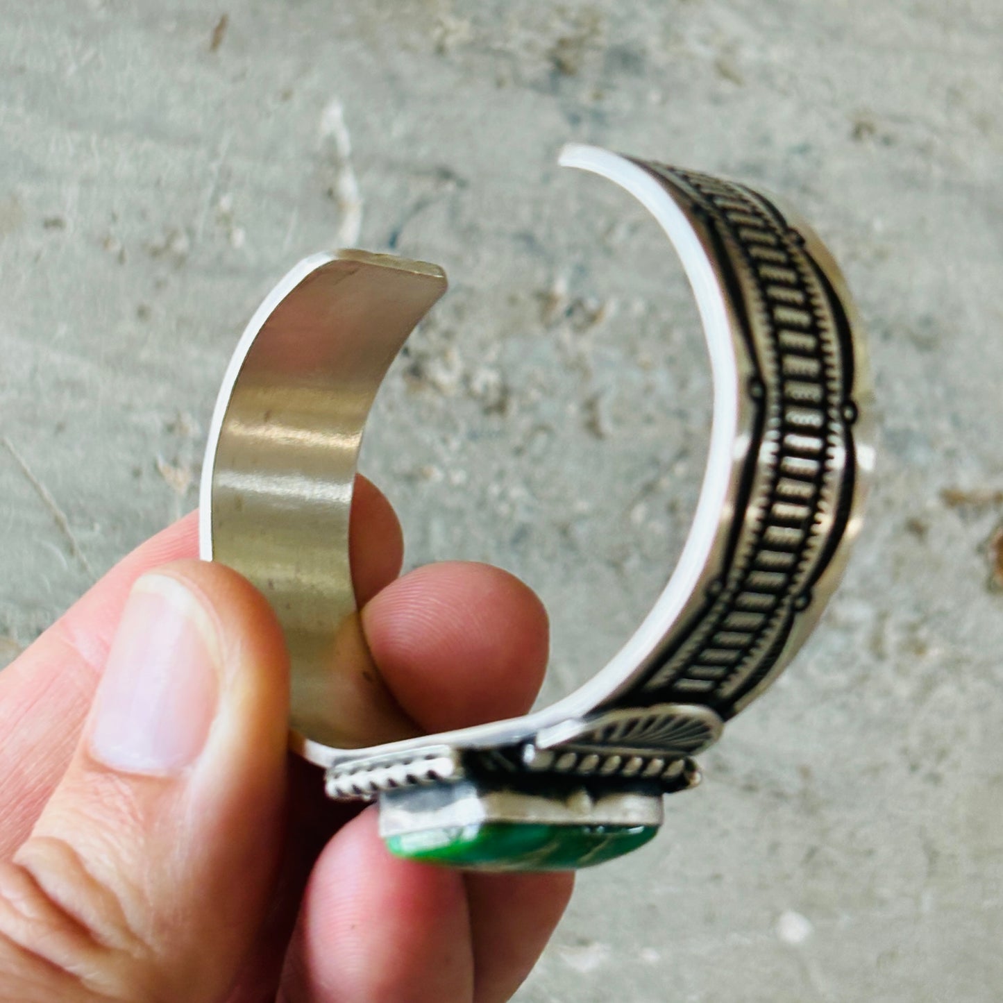 Navajo Herman Smith Sterling Silver & Sonoran Turquoise Stacker Cuff