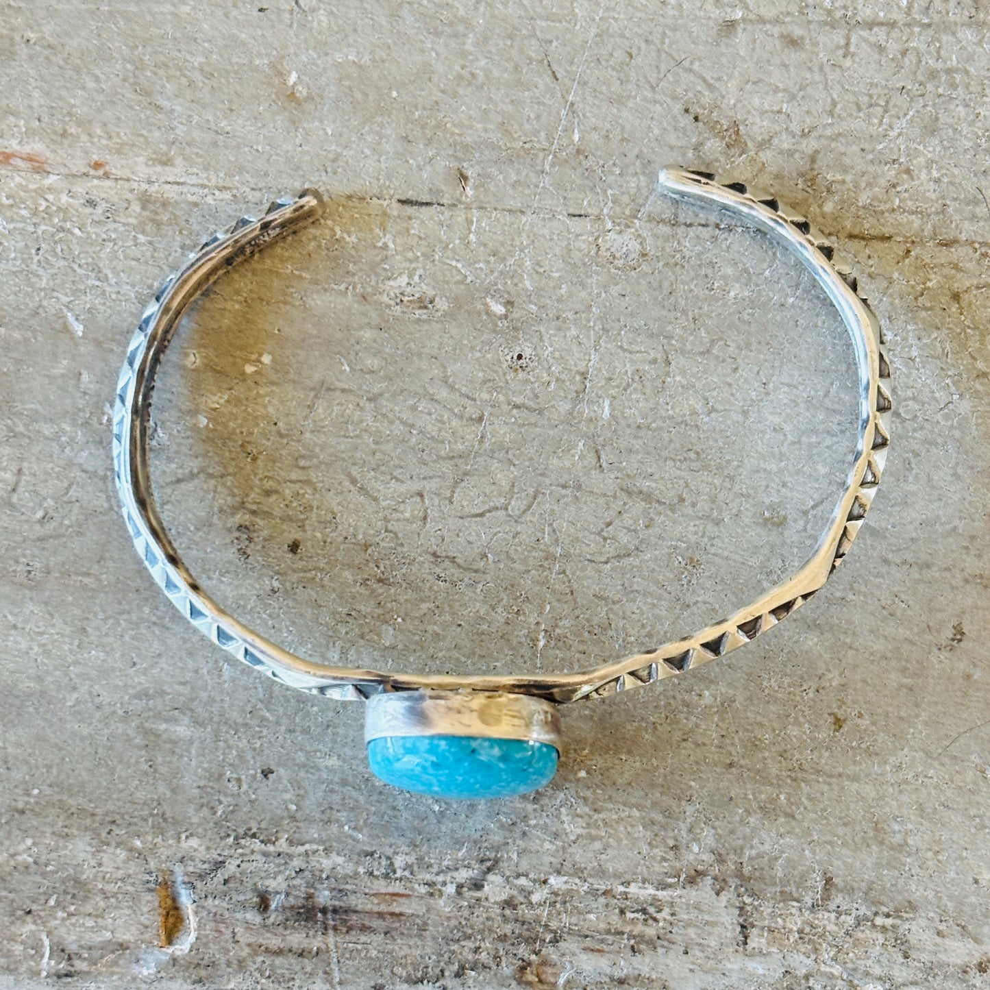 Navajo Delaine & Dwayne Nez Sterling Silver & Sonoran Turquoise Stacker Cuff