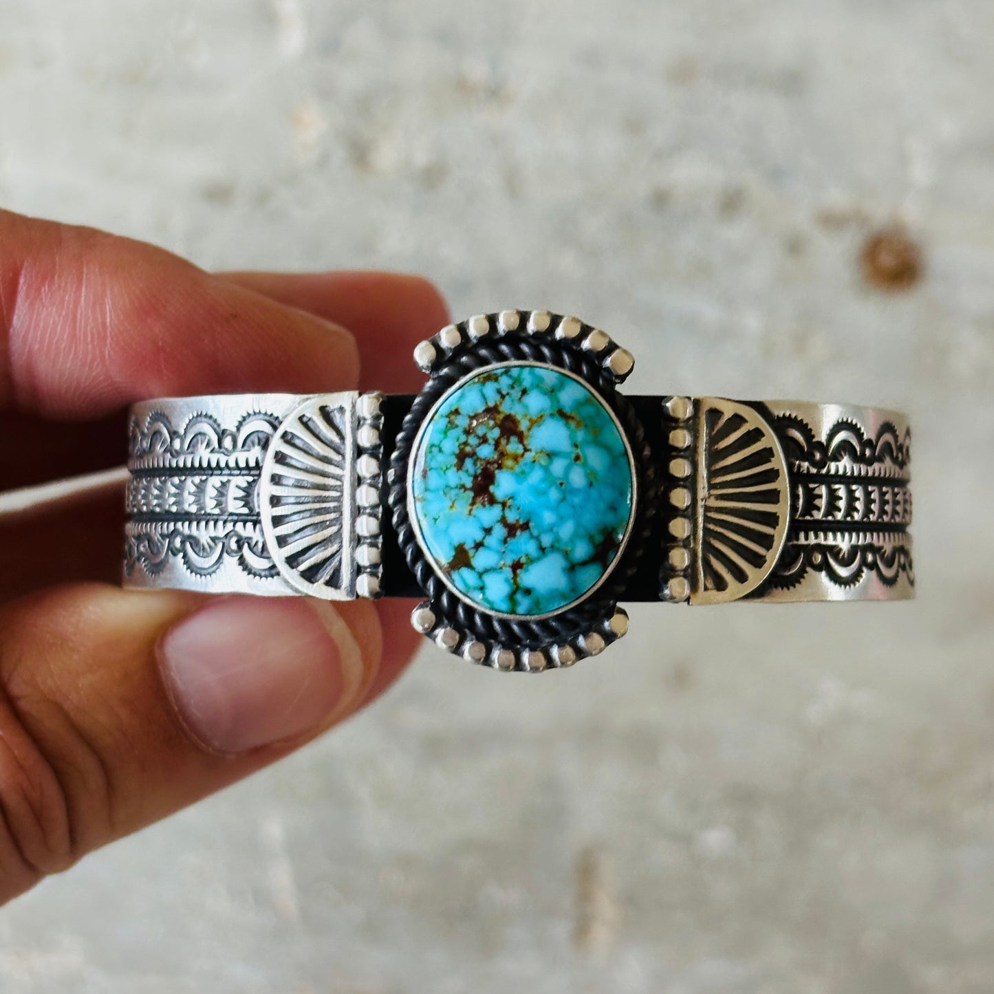 Navajo Herman Smith Sterling Silver & Web Kingman Stacker Cuff