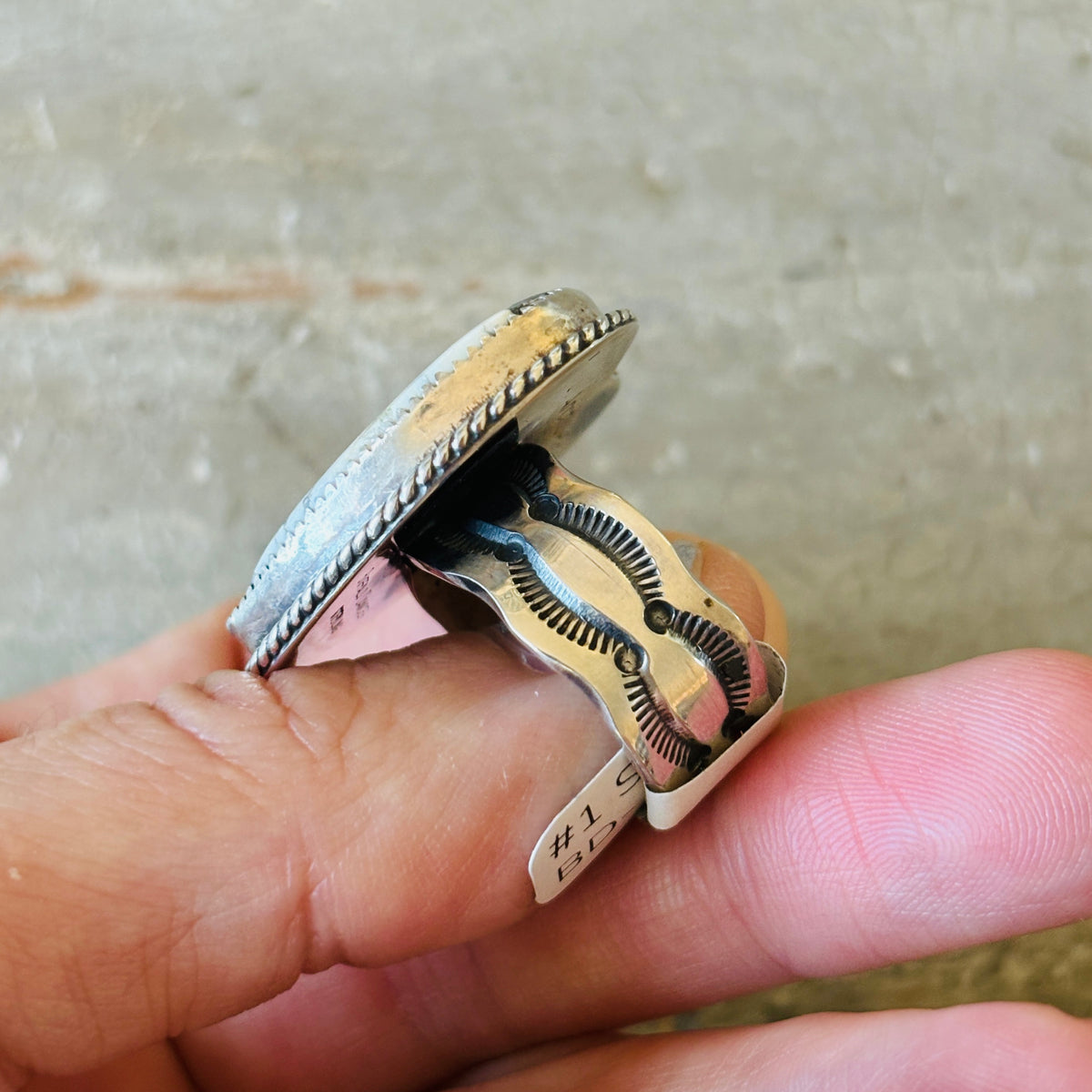 Navajo Lawrence Archuleta Sterling Silver & Wild Horse Jasper Heart Ring
