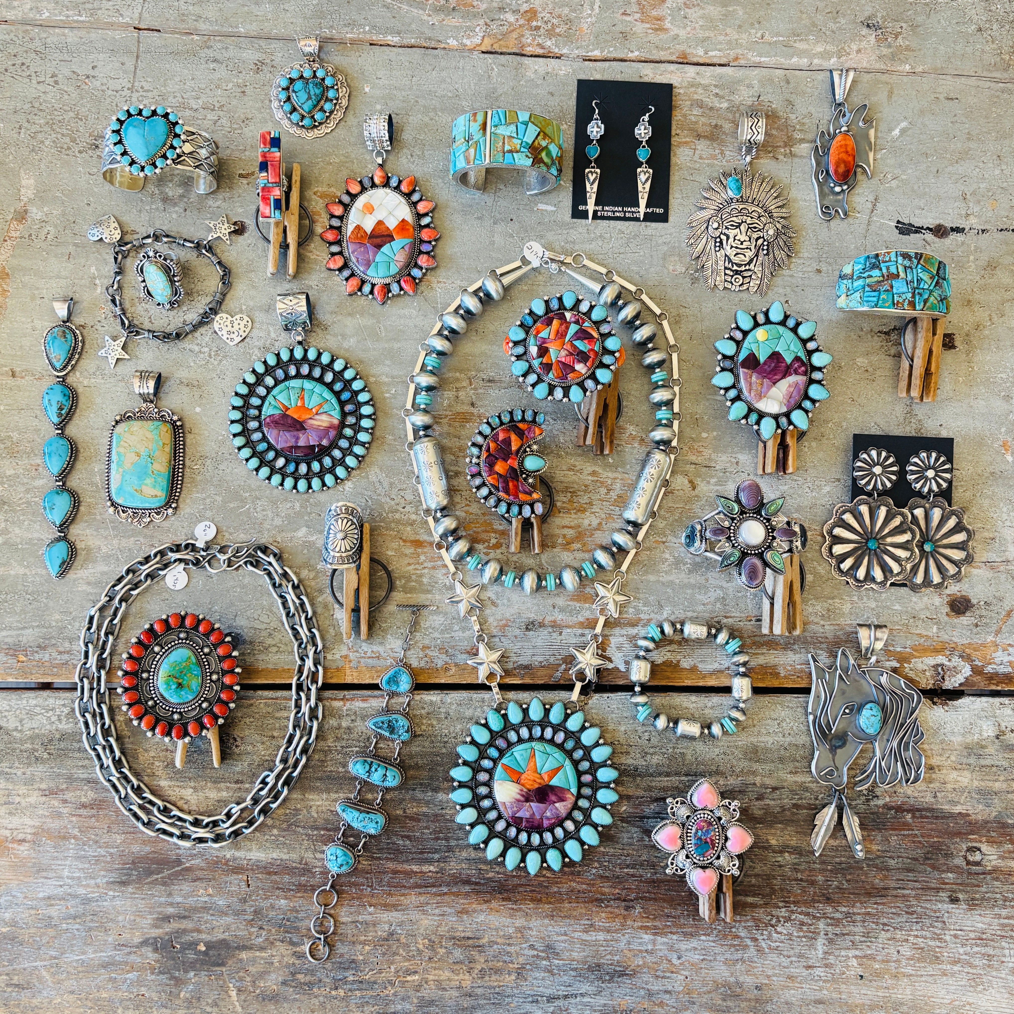 Navajo Lester James Sterling Silver & Mixed Turquoise Cobblestone
