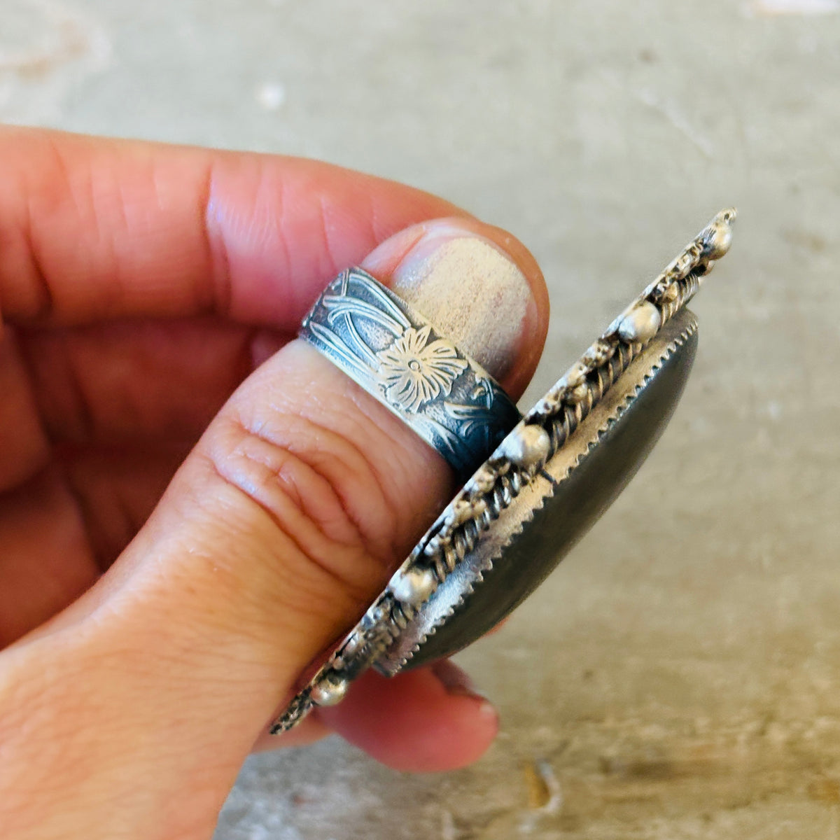 Navajo Kindale Billah Sterling Silver & Hematite Statement Ring