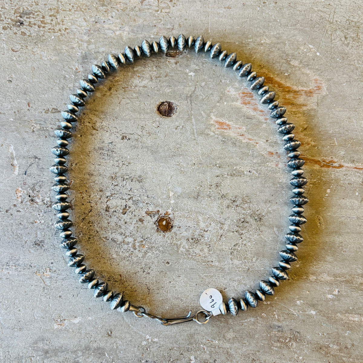 Navajo Tonisha Haley Sterling Silver 10mm Fluted - 6.5mm Round Handmade Pearls Necklace