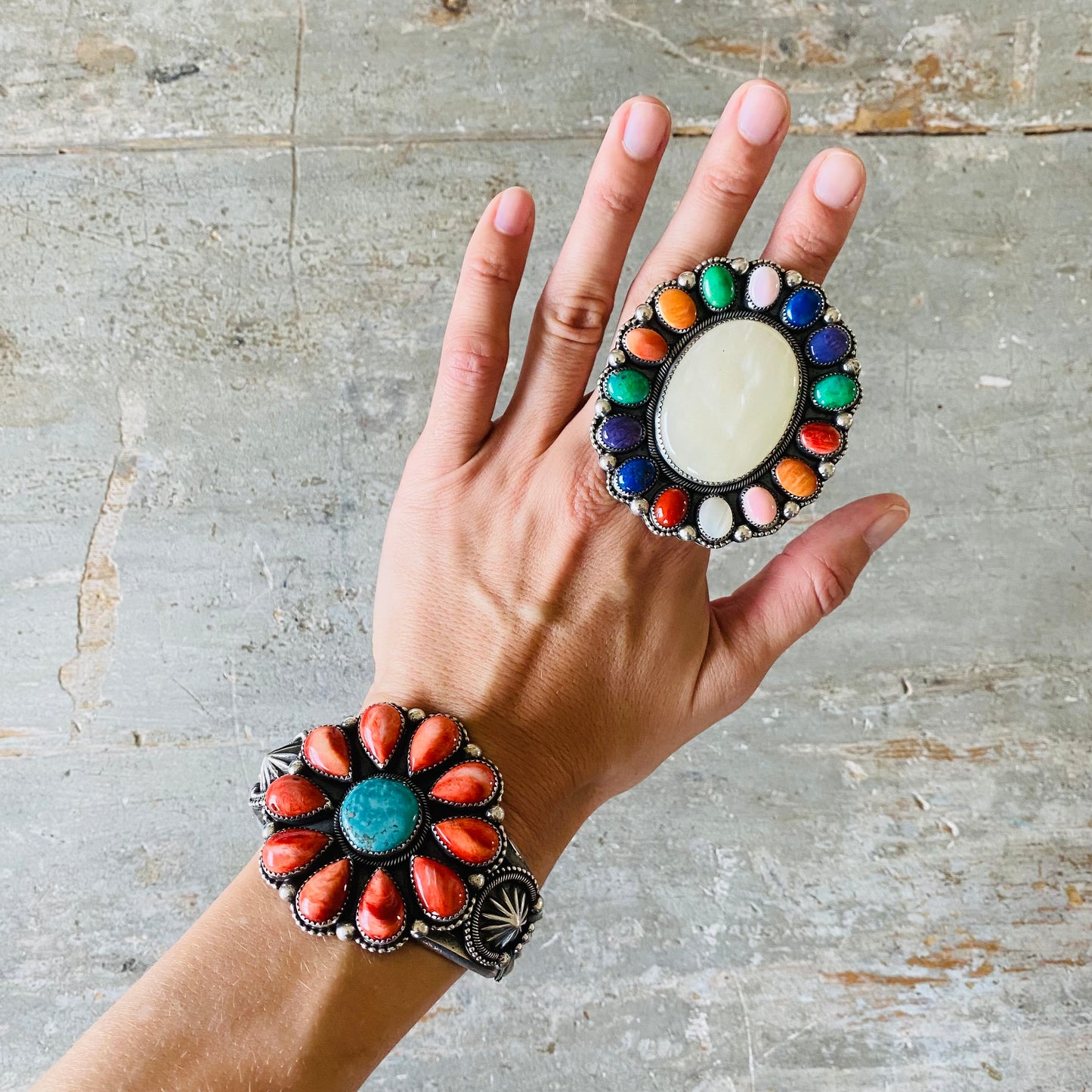 Navajo Kristen Etsitty Multi Stone Cluster Ring