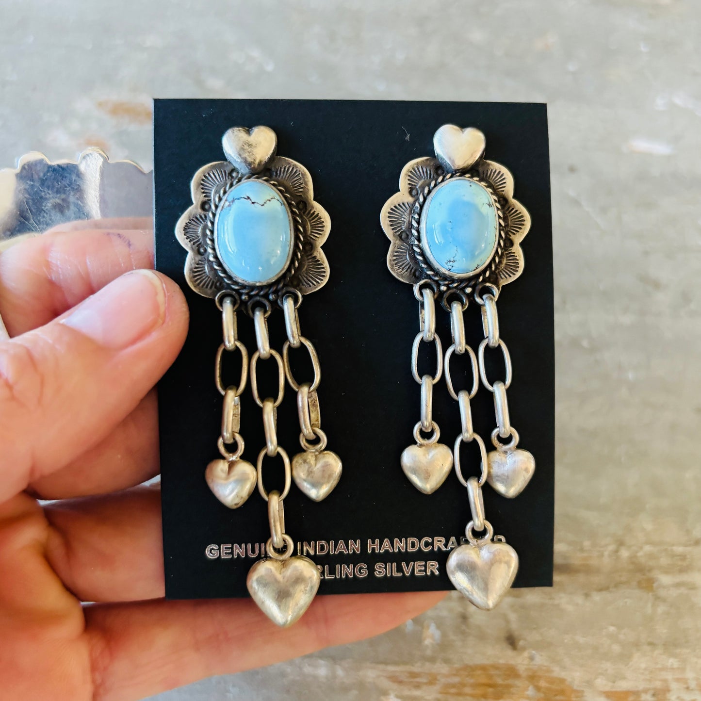 Anglo Mona Van Riper Sterling Silver & Golden Hills Hearts Earrings