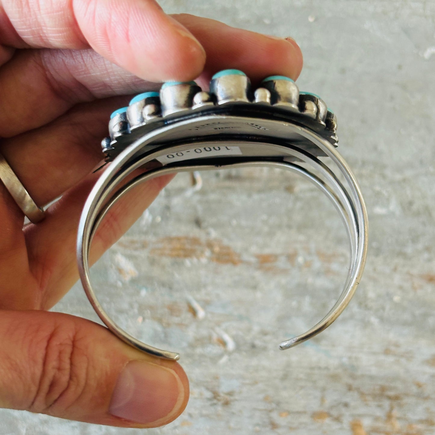 Navajo Bobby Johnson Sterling Silver & #8 Turquoise Cluster Cuff!