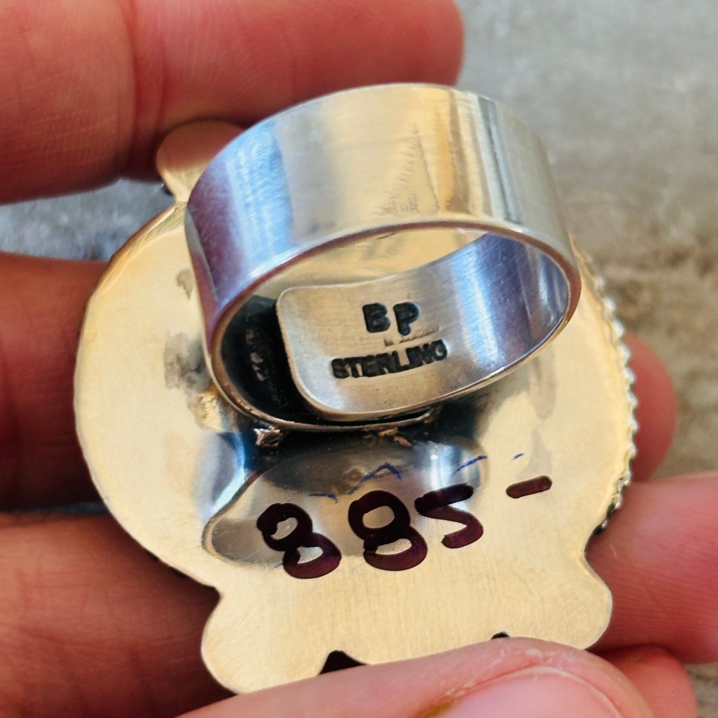 Navajo Braxton Parkett Sterling Silver & Red Coral Statement Ring