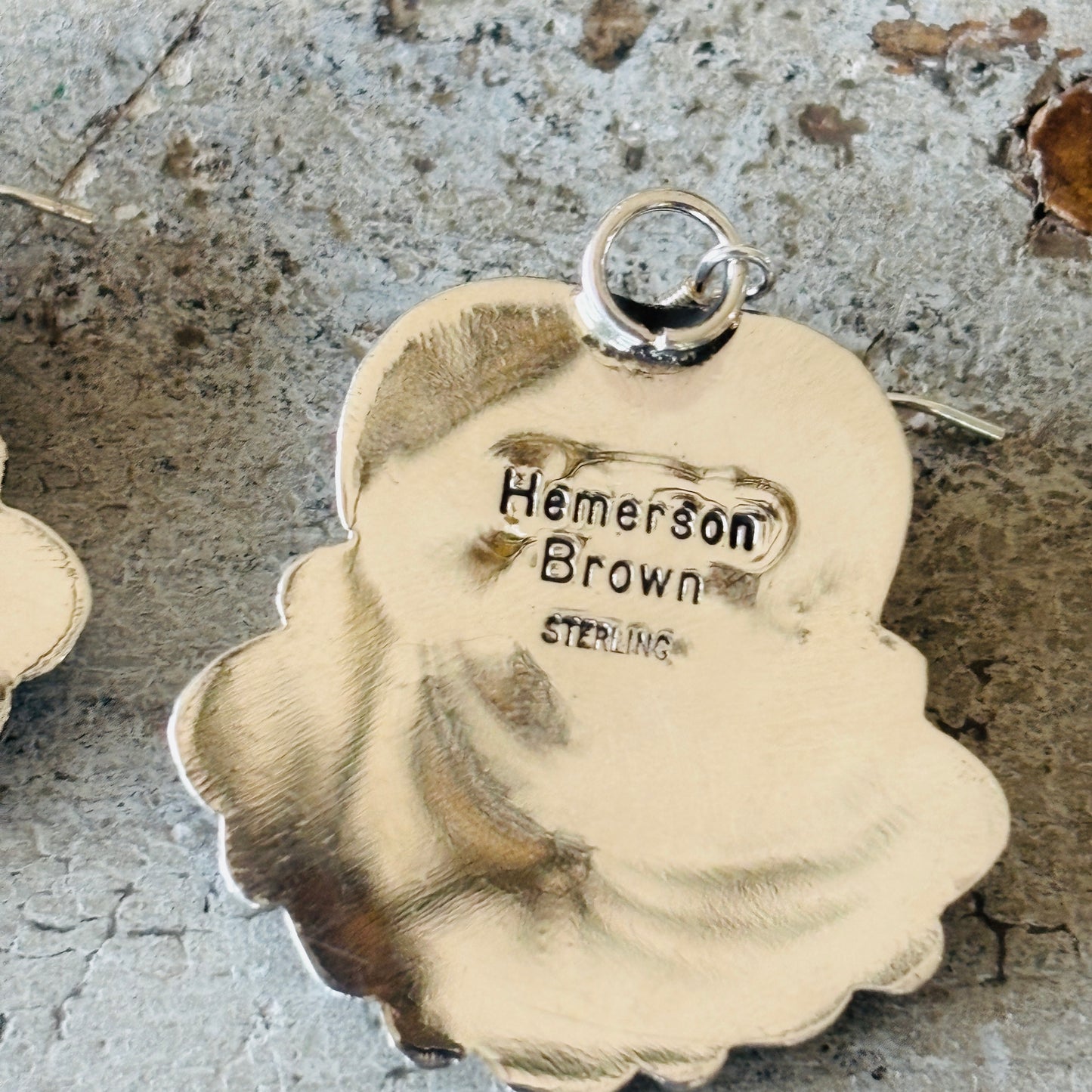 Navajo Hemerson Brown Sterling Silver & Wild Horse Jasper Cluster Heart Earrings