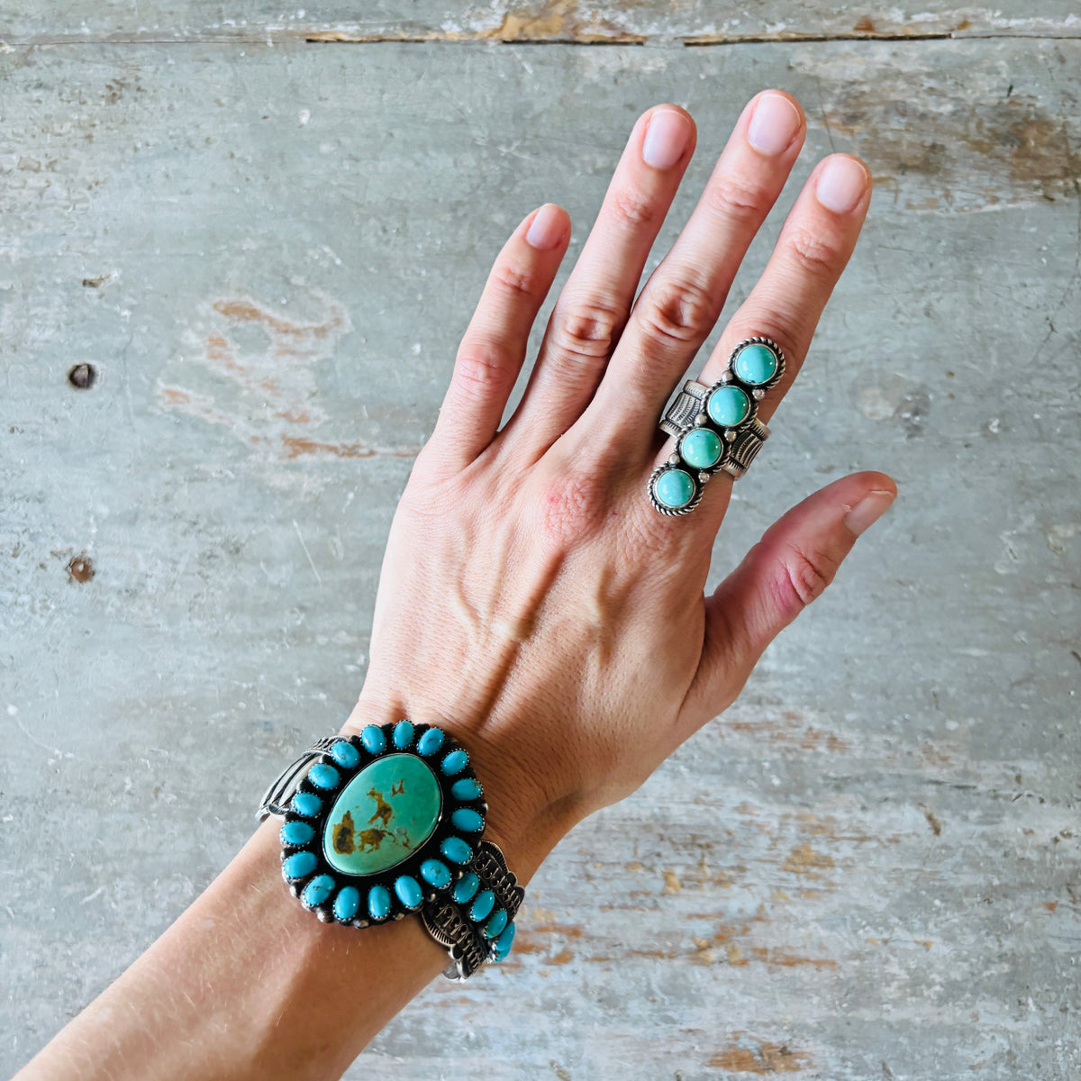Navajo Herman Smith Sterling Silver & Sleeping Beauty Turquoise 