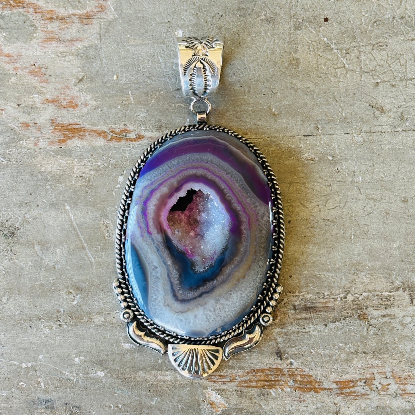 New Navajo Hemerson Brown Sterling Silver & Druzy Pendant