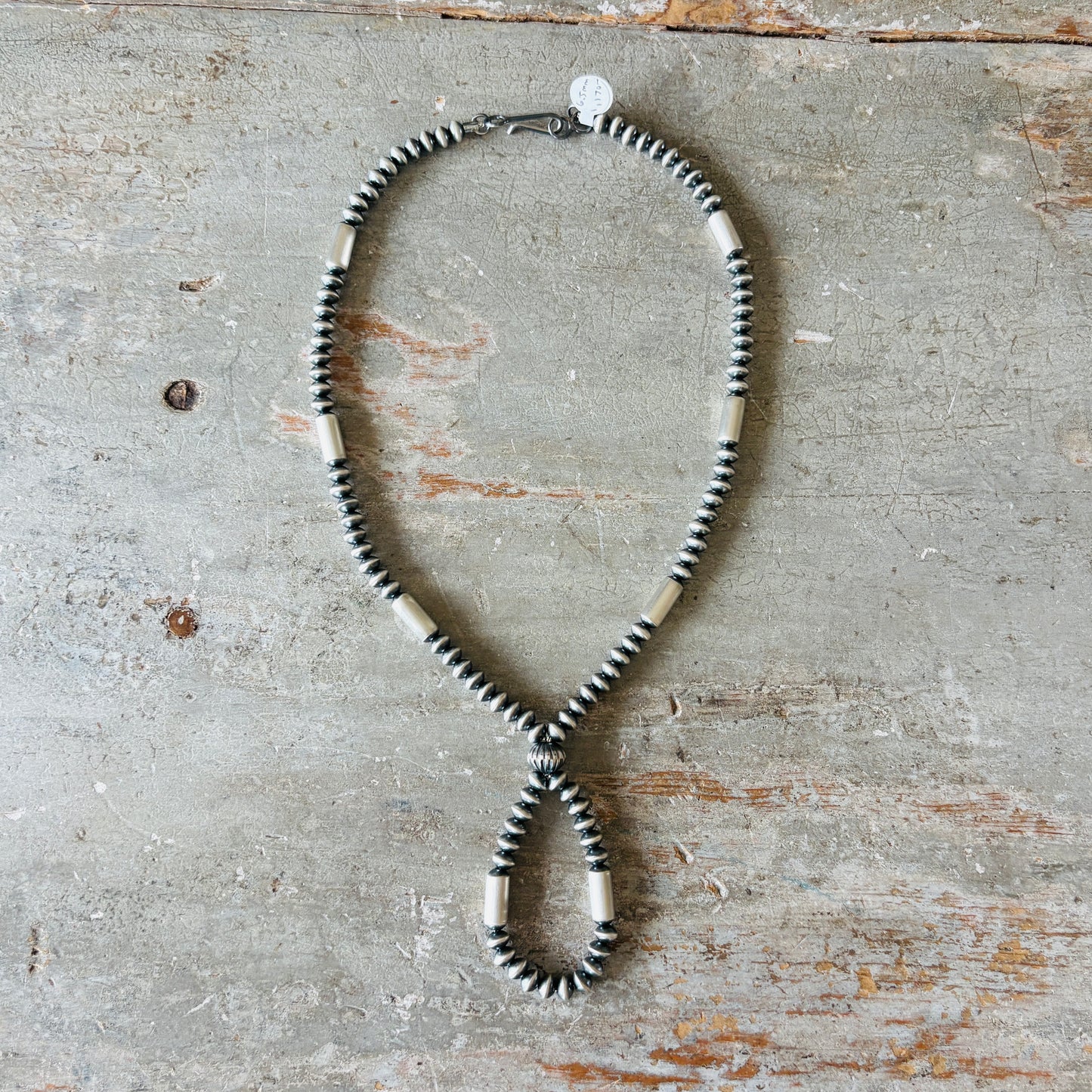 Navajo Tonisha Haley Sterling Silver 6.5mm Handmade Pearls Jacla Necklace