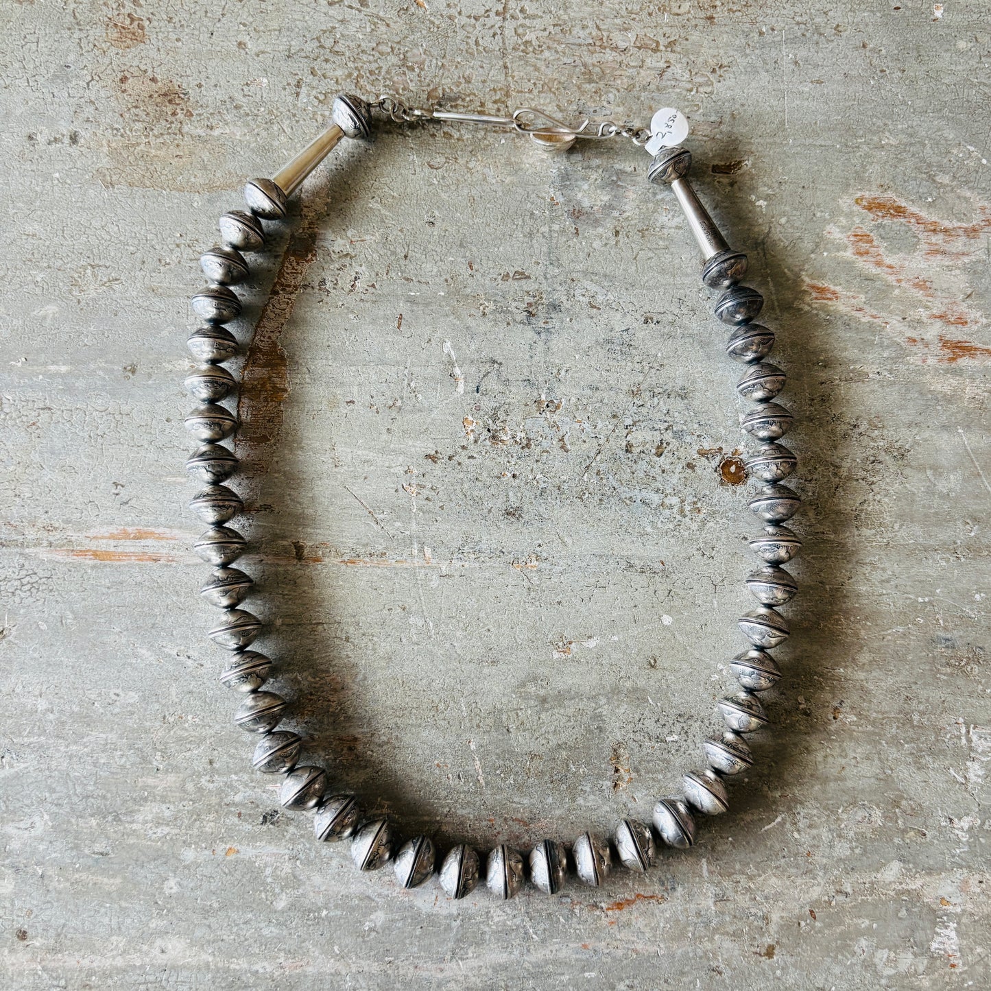 Navajo James McCabe Sterling Silver & Liberty Dime Beads Necklace