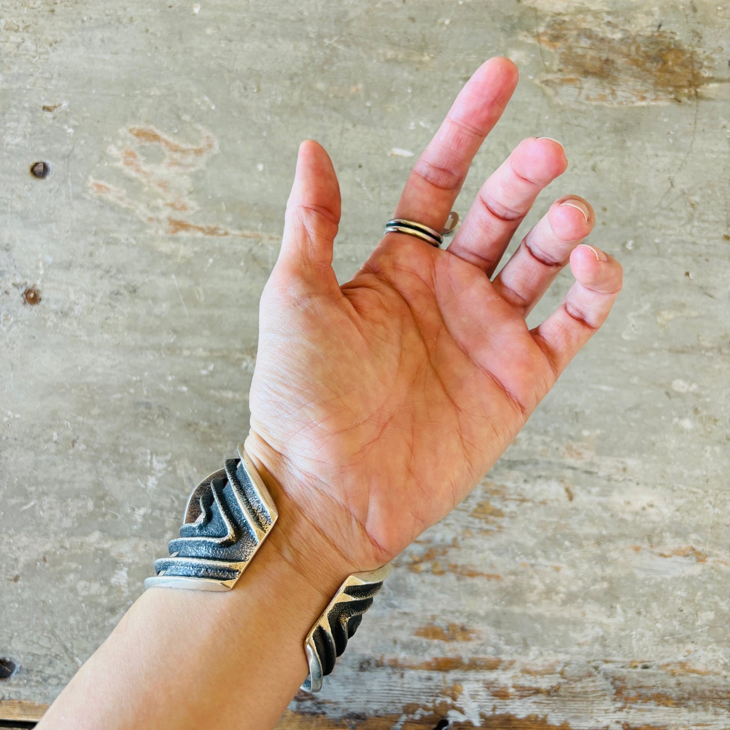 Navajo Rena Shelly Sterling Silver & Golden Hills Cluster Ring