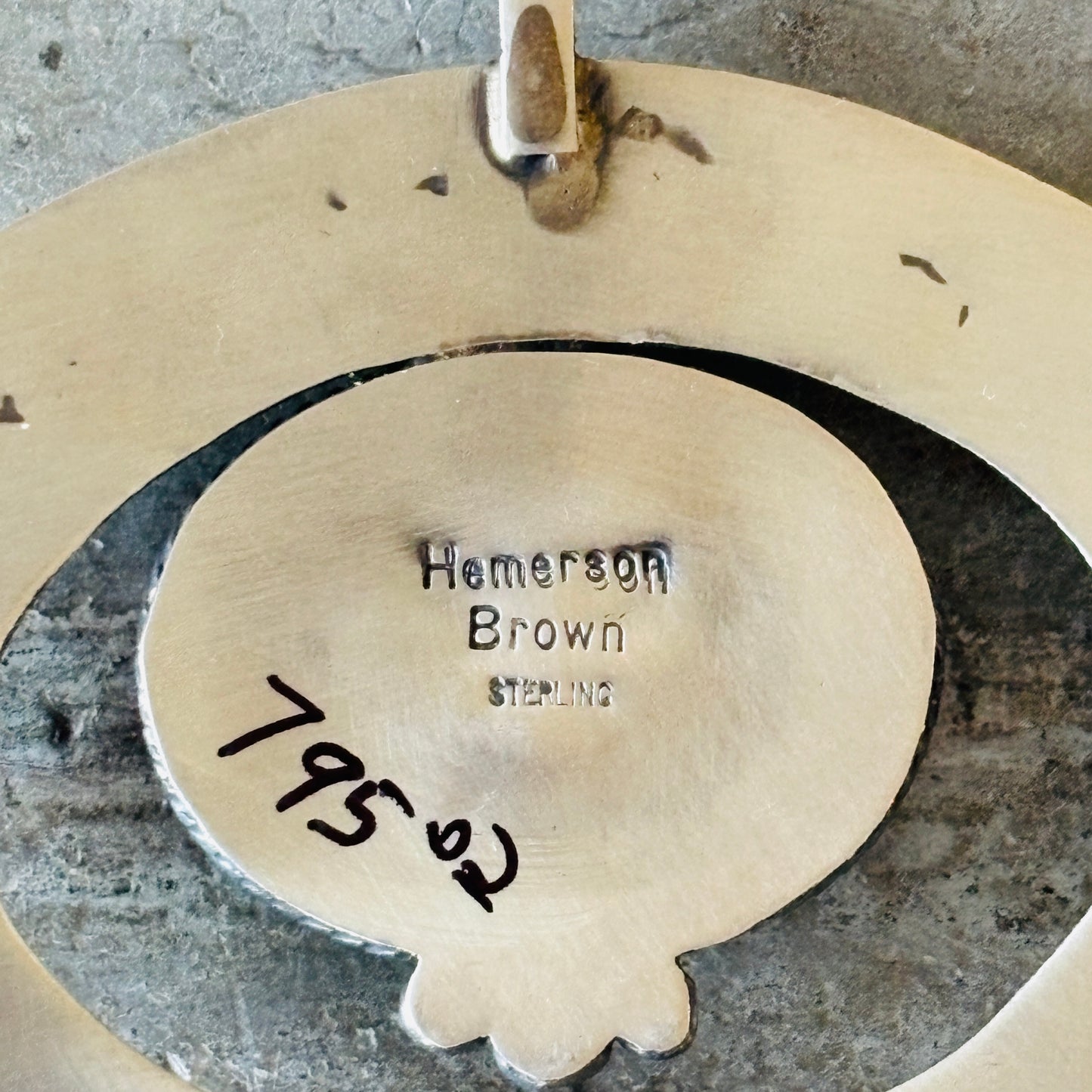 Navajo Hemerson Brown Sterling Silver & Turquoise Mountain Pendant