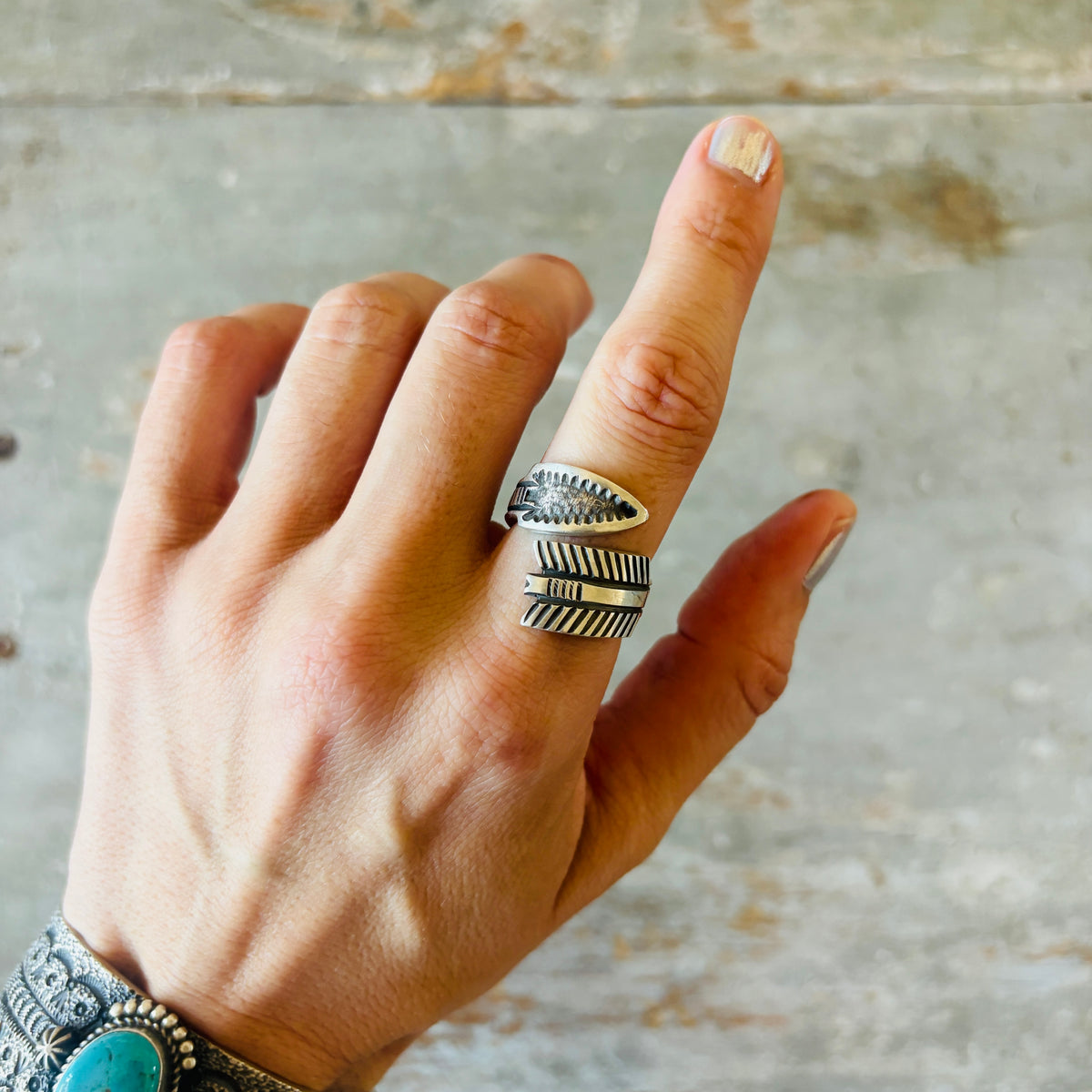 Navajo Herman Smith Sterling Silver Arrow Ring