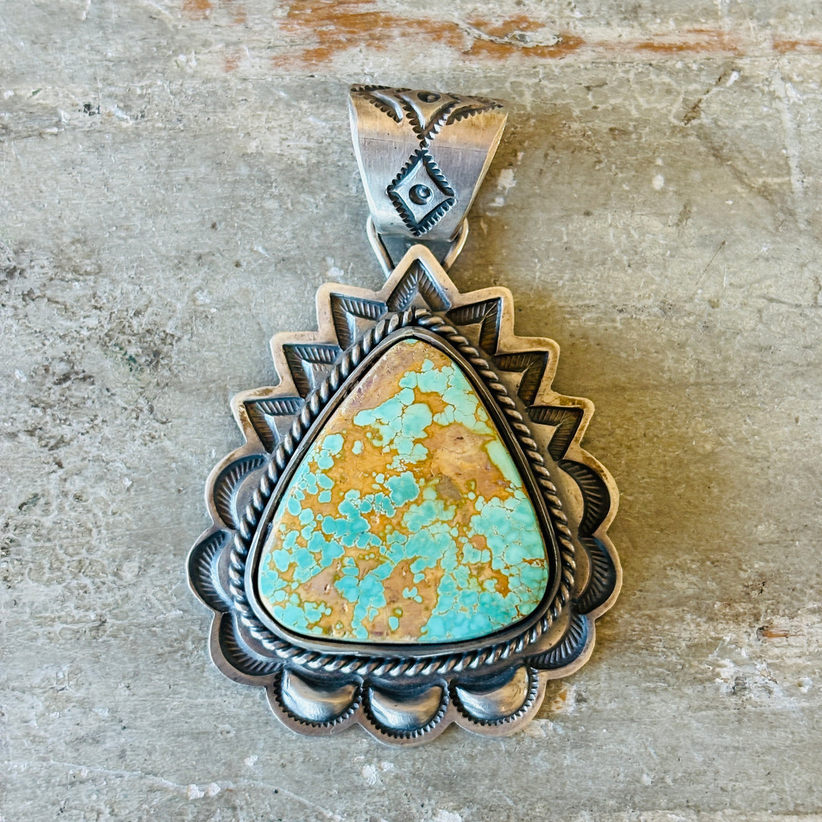 Navajo Jeff Lucio Sterling Silver & Royston Statement Pendant