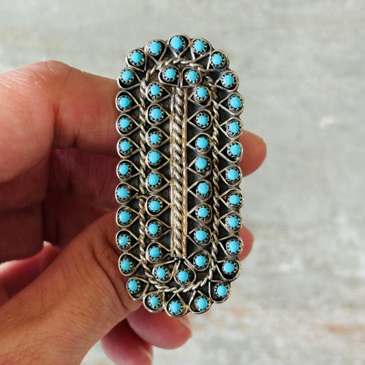 Zuni Jess Johnson Sterling Silver & Sleeping Beauty Turquoise Petit Point Ring