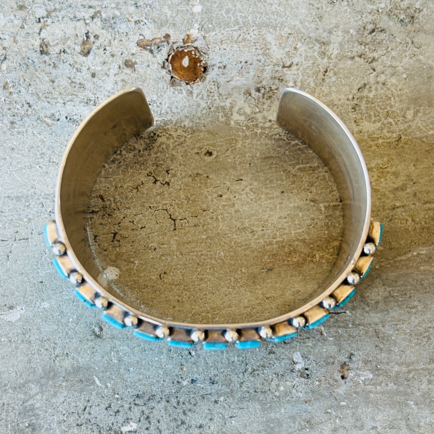 Navajo Violet Nez Sterling Silver & Kingman Turquoise Four Row Statement Cuff