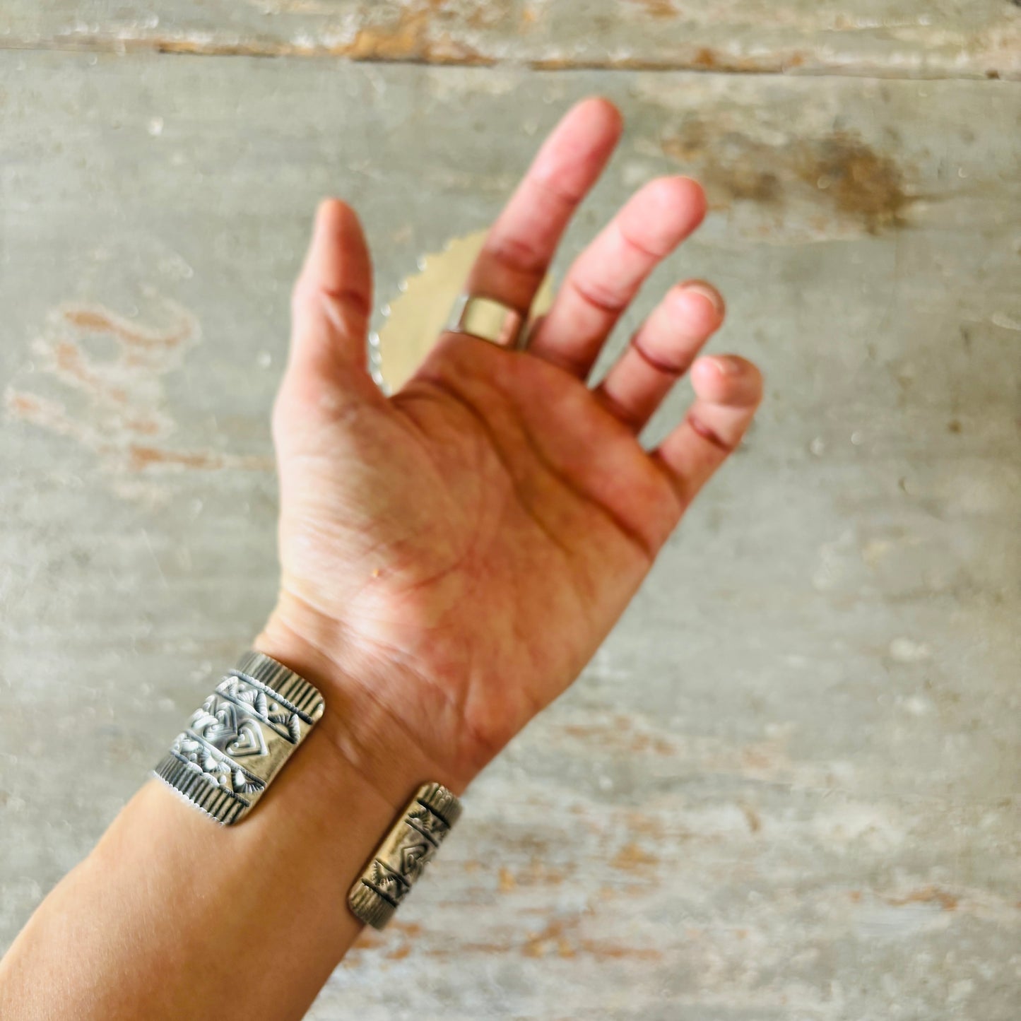 Navajo Hemerson Brown Sterling Silver - Red Coral & Sonoran Turquoise Cluster Ring