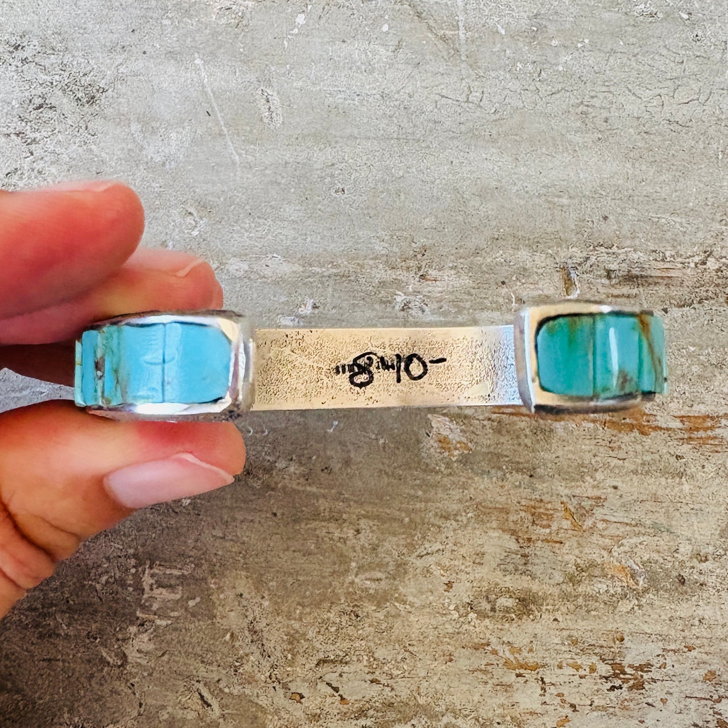 Navajo Lester James Sterling Silver & Multi Turquoise Stacker Cuff