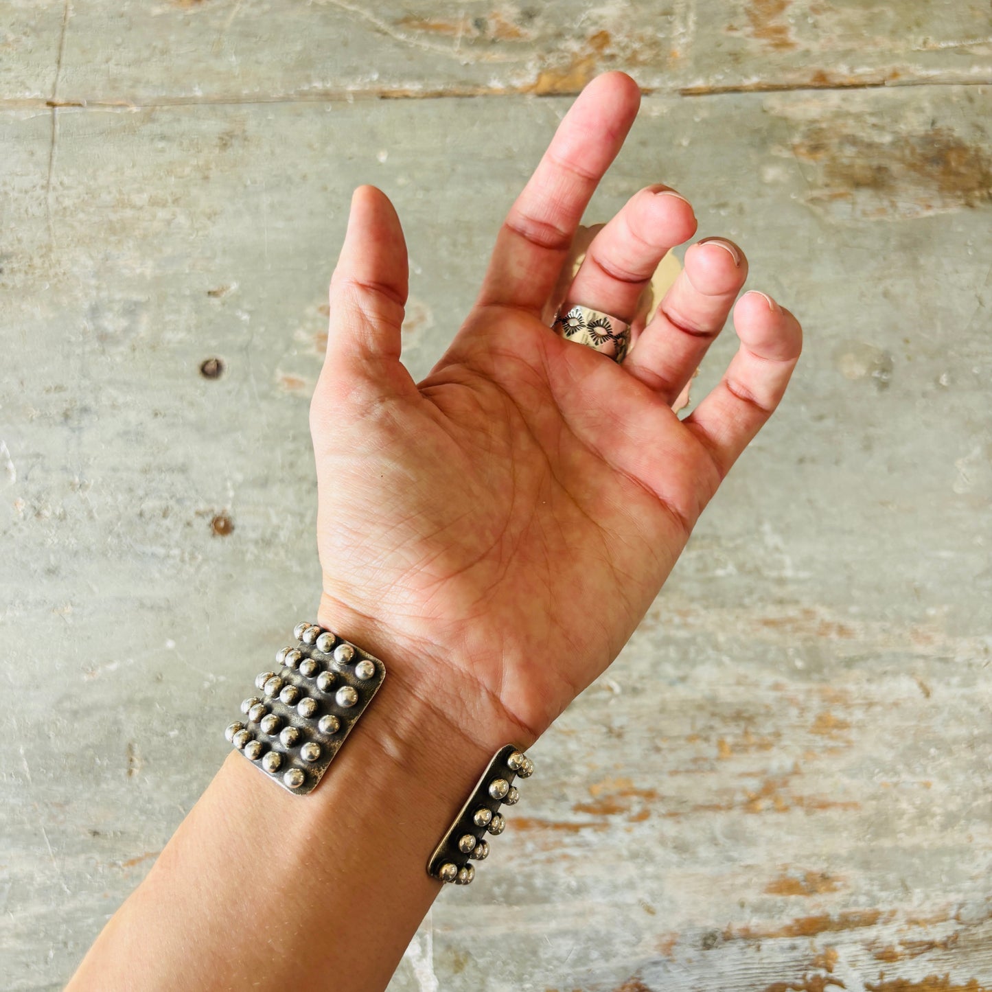 Navajo Hemerson Brown Sterling Silver - Sonoran Turquoise & Mediterranean Red Coral Cluster Statement Ring