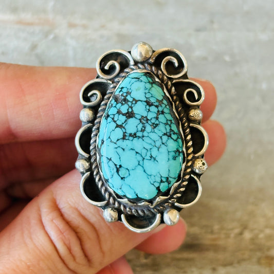 Navajo Signed Sterling Silver & Turquoise Ring