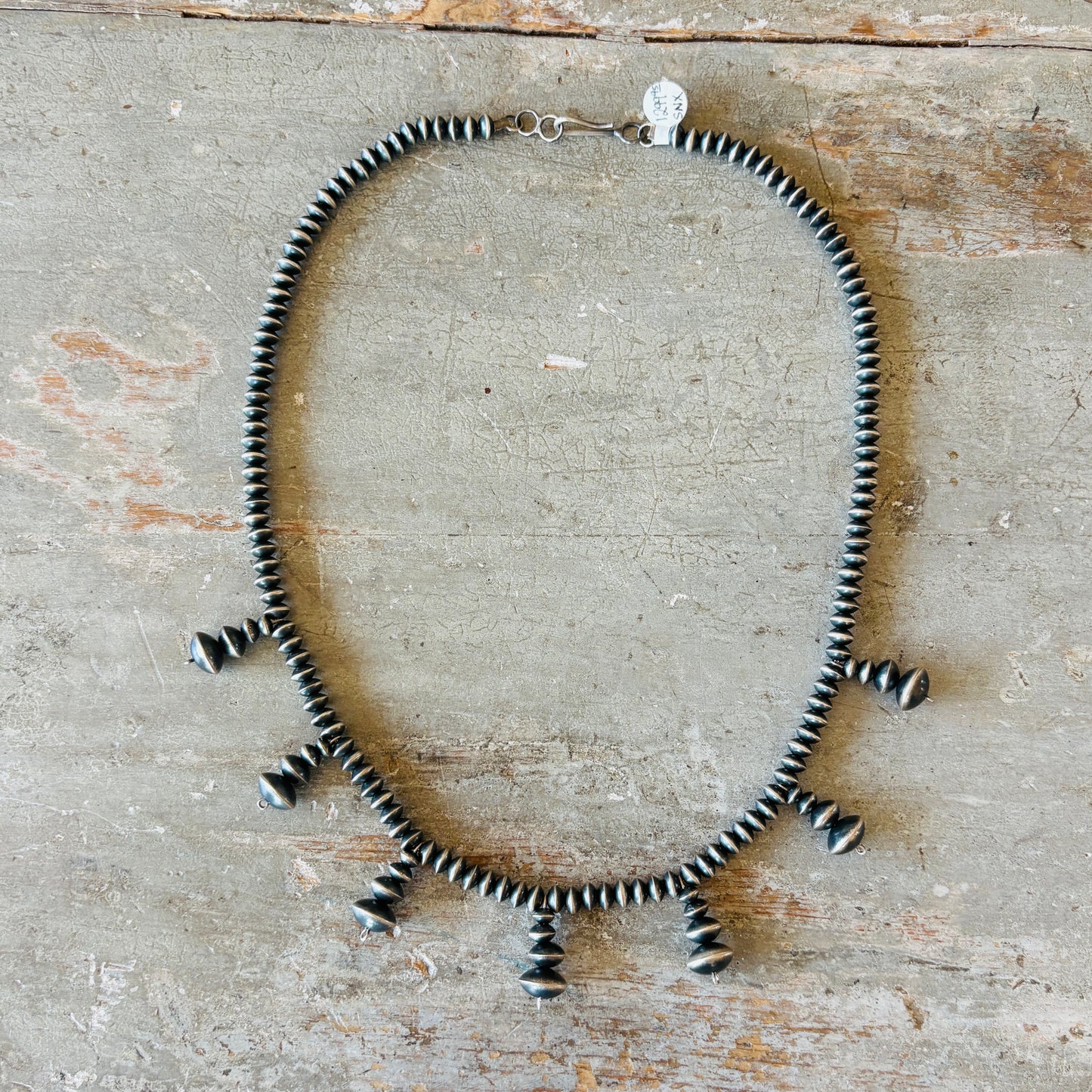 Navajo Preston Haley Sterling Silver Saucer Handmade Pearls Necklace