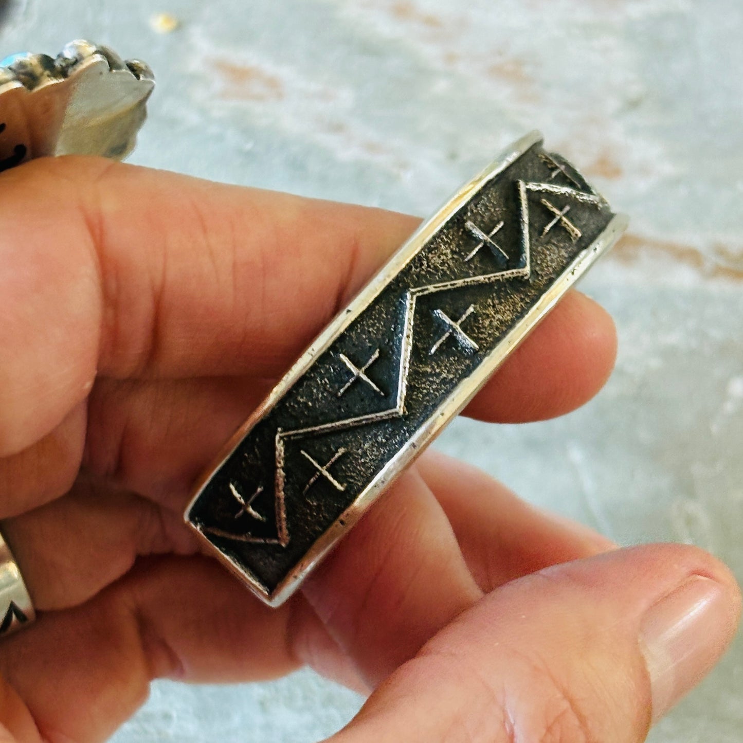 Navajo Aaron Anderson Crosses Tufa Cast Cuff