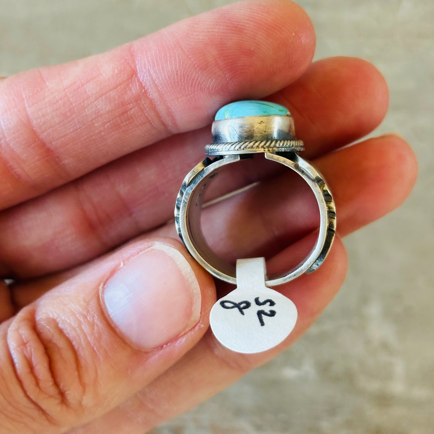 Navajo Benjamin Jimenez Silver Silver & Sonoran Mountain Turquoise Ring