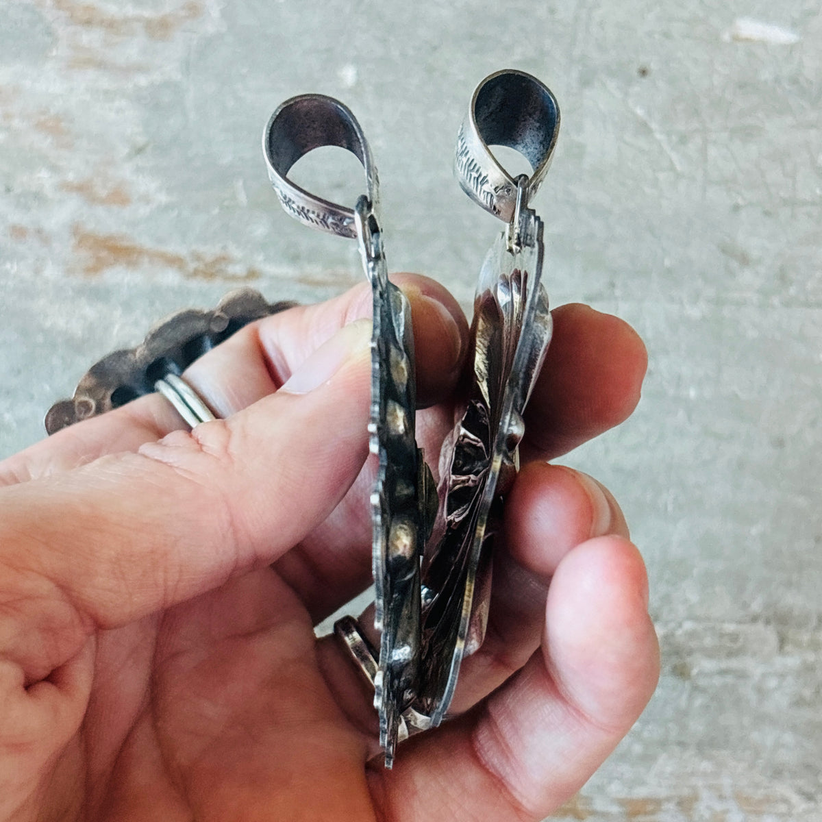 Navajo Arnold Goodluck Sterling Silver Concho Pendant