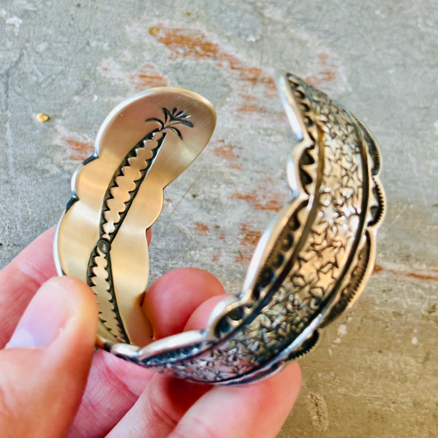 Navajo Roland Dixon Sterling Silver Stars Stacker Cuff