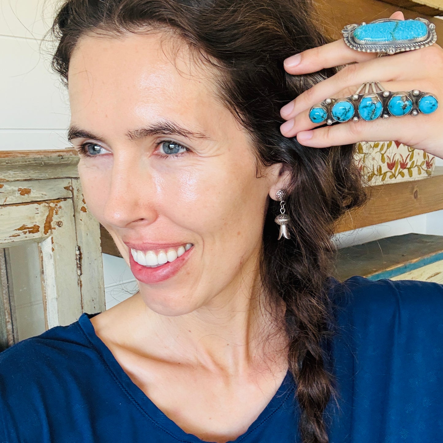 Navajo Sterling Silver Handmade Blossom Earrings