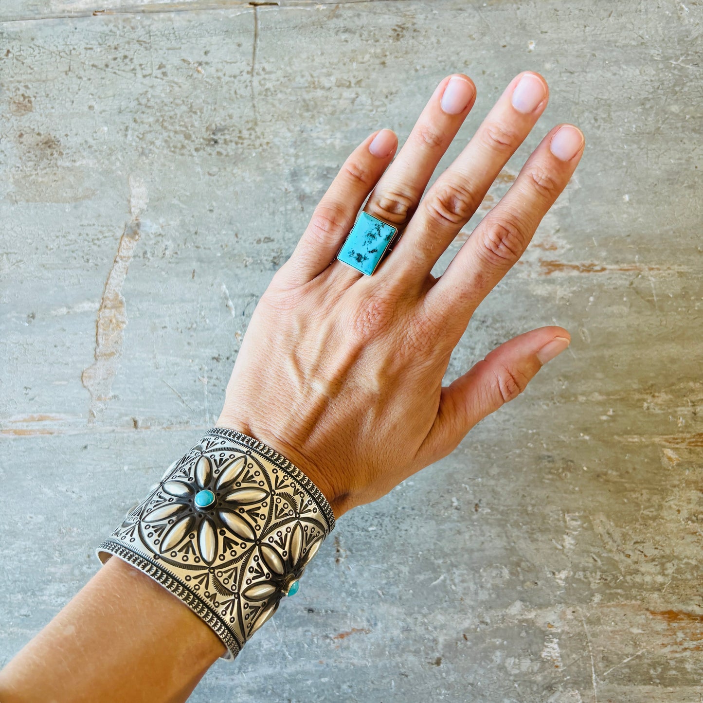 Navajo Mildred Parkhurst Sterling Silver & Sleeping Beauty Turquoise Ring