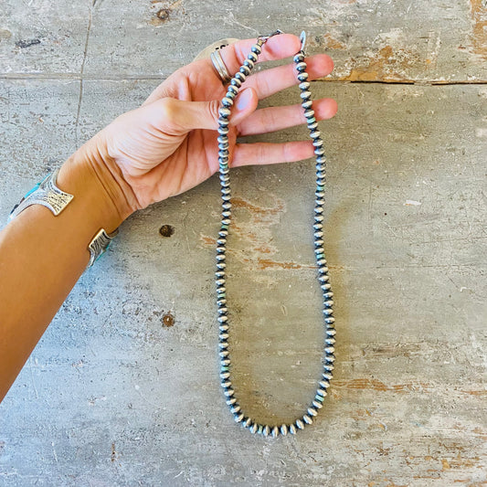 Navajo Preston Hayley Sterling Silver & Turquoise Handmade 7mm Pearls Necklace