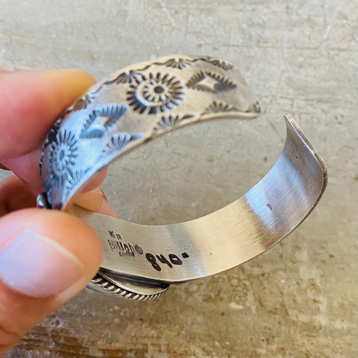 Navajo Kindale Billah Sterling Silver & Kingman Turquoise Stacker Cuff