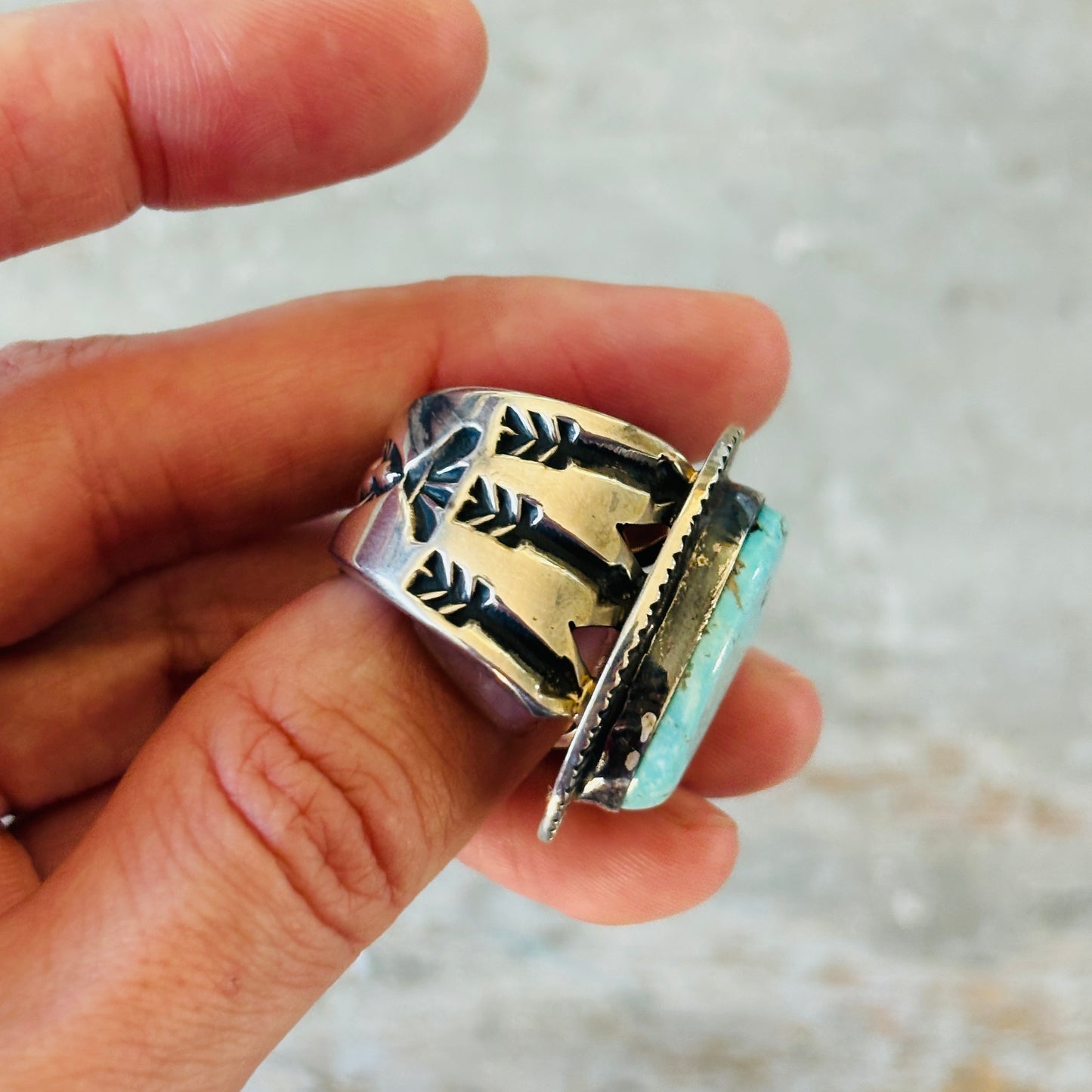 Navajo Tommy Jackson Sterling Silver & Kingman Ring