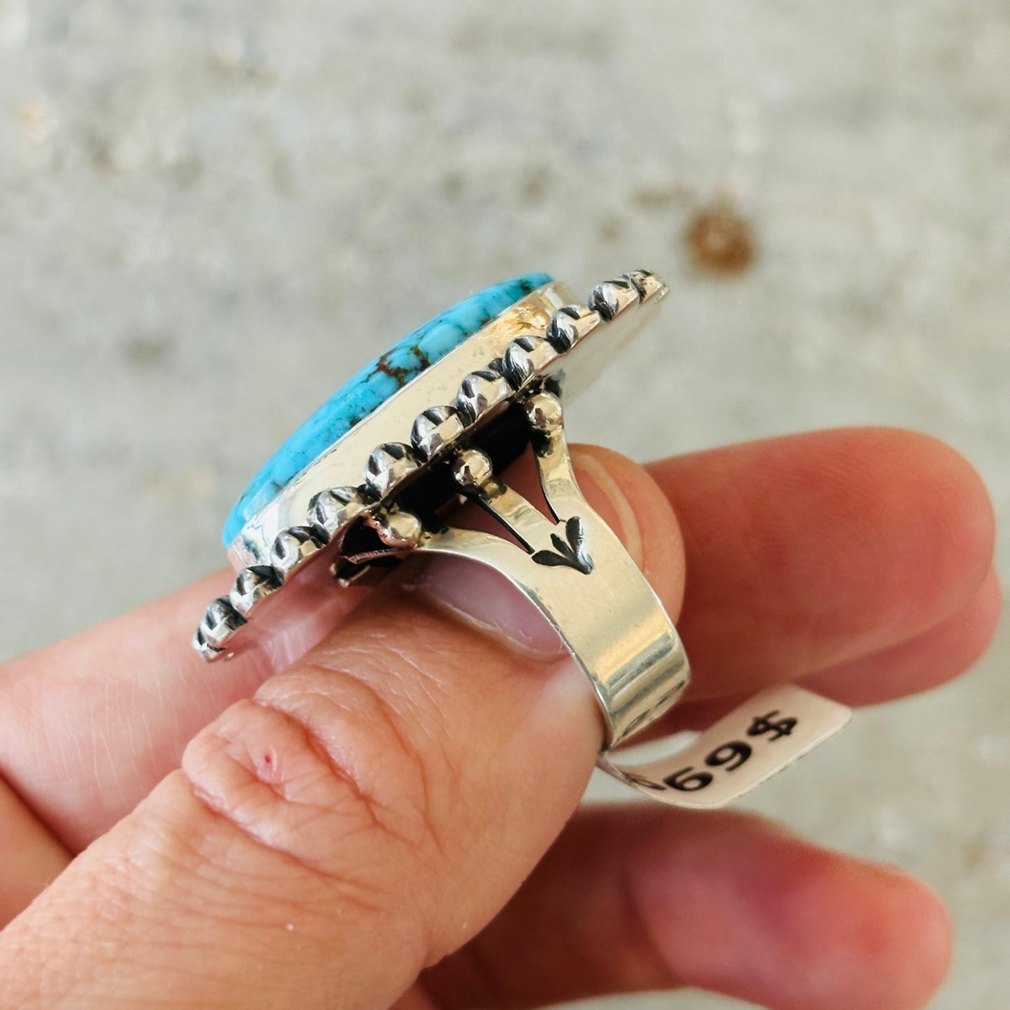 Navajo Happy Piasso Sterling Silver & Web Kingman Starburst Ring