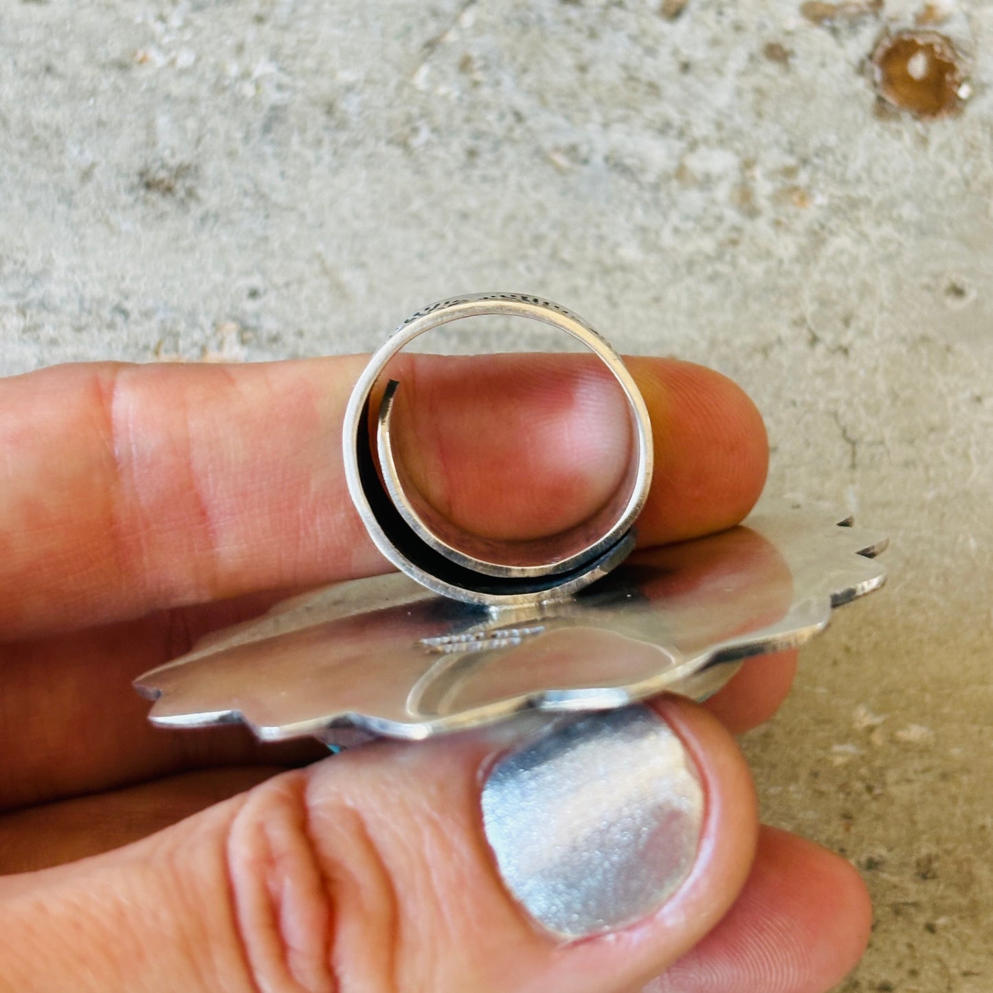 Navajo Leon Martinez Sterling Silver & Royston Turquoise Statement Ring