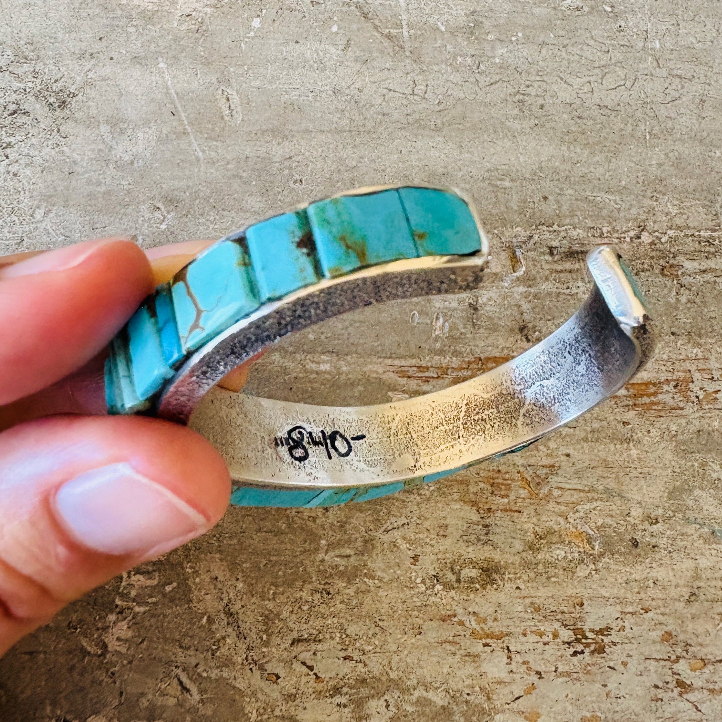 Navajo Lester James Sterling Silver & Multi Turquoise Stacker Cuff
