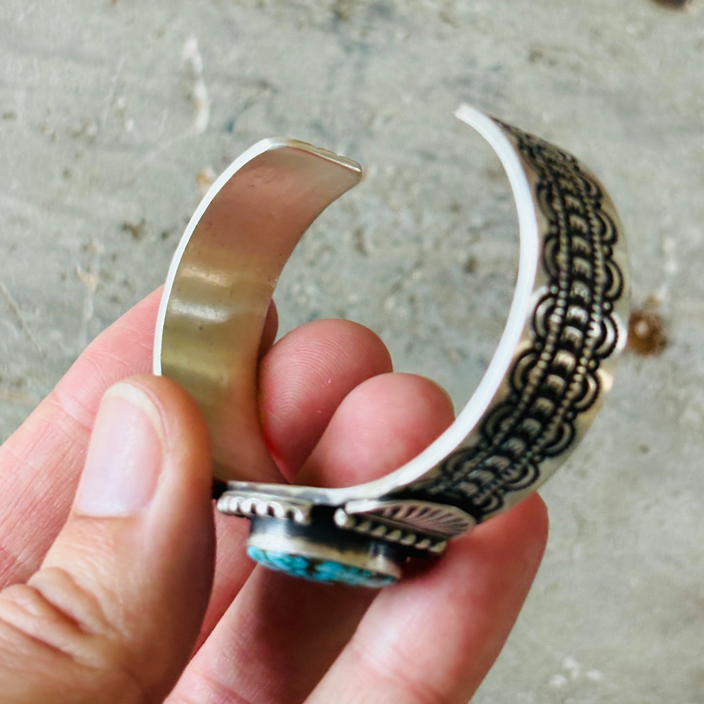Navajo Herman Smith Sterling Silver & Web Kingman Stacker Cuff