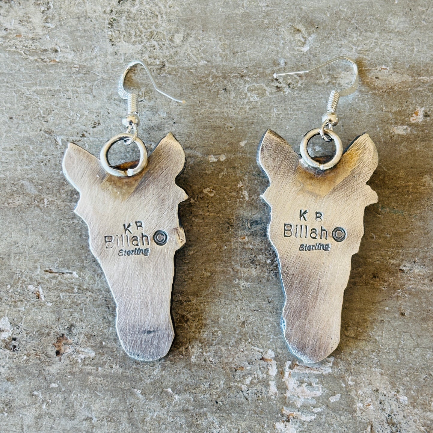 Navajo Kindale Billah Sterling Silver & Pink Conch Horse Earrings