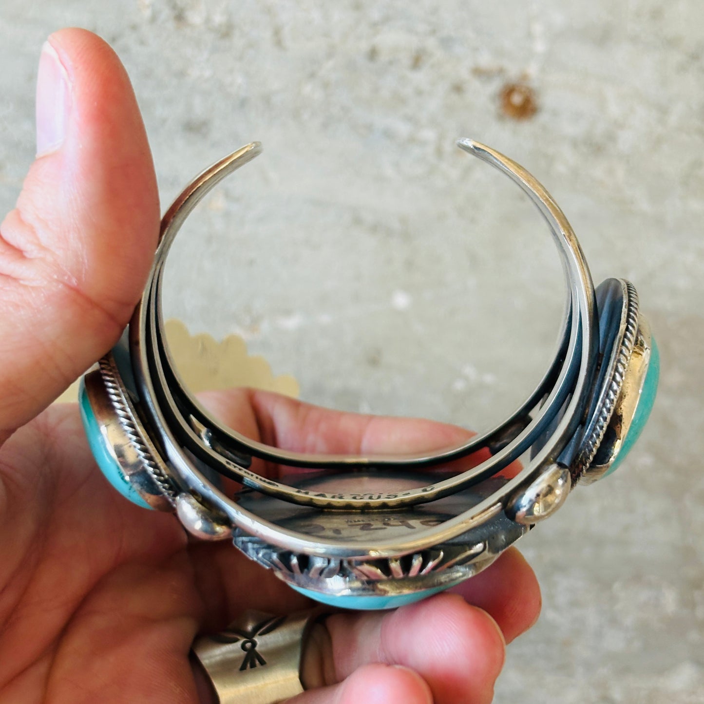 Navajo Marcus Chavez Sterling Silver & Kingman Turquoise Statement Cuff