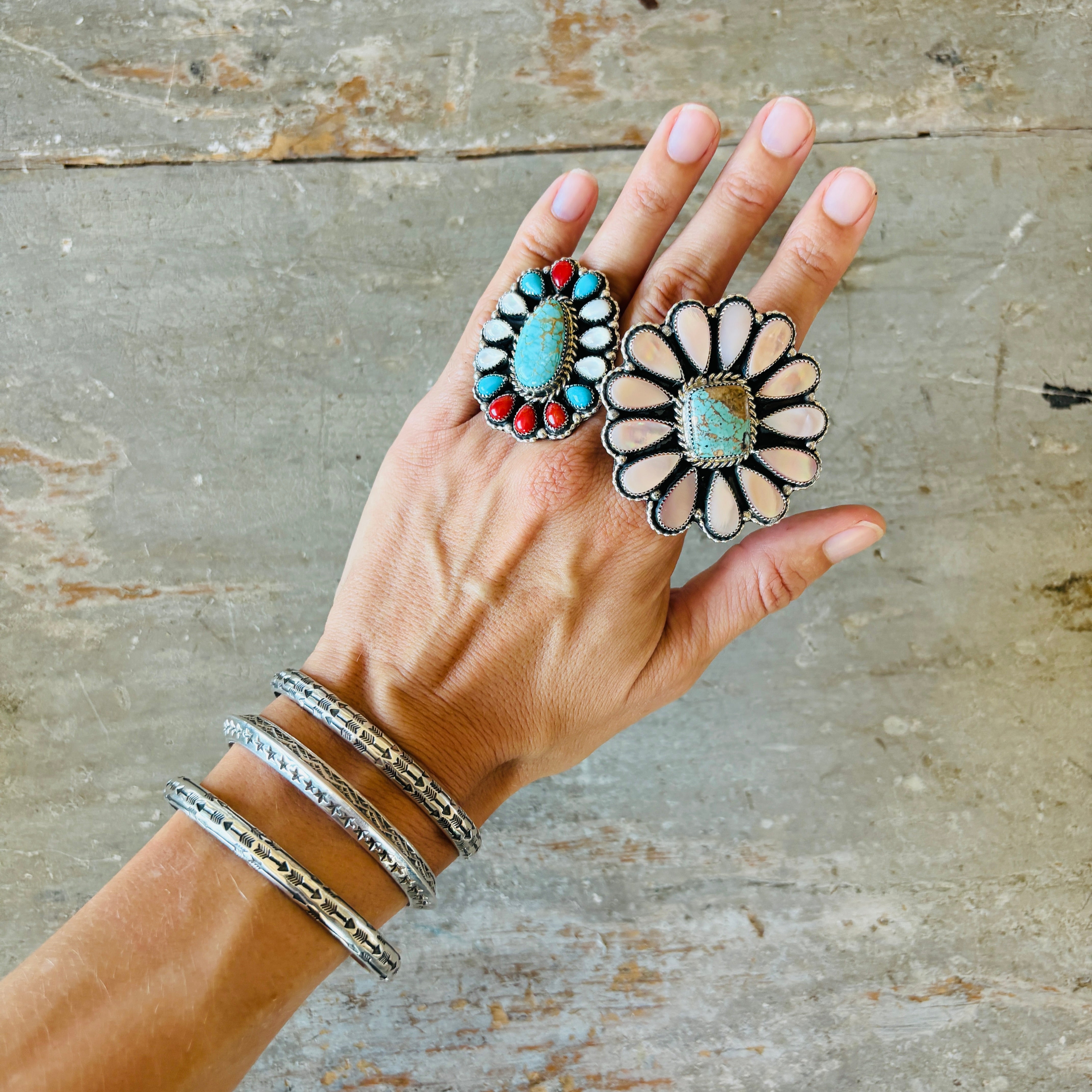 Navajo Sunshine Reeves Sterling Silver Cuffs – Sunshine and