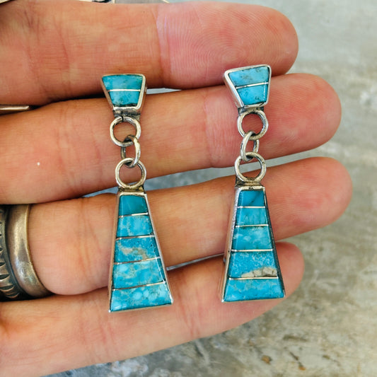 Navajo Lynelle Johnson Sterling Silver & Turquoise Earrings