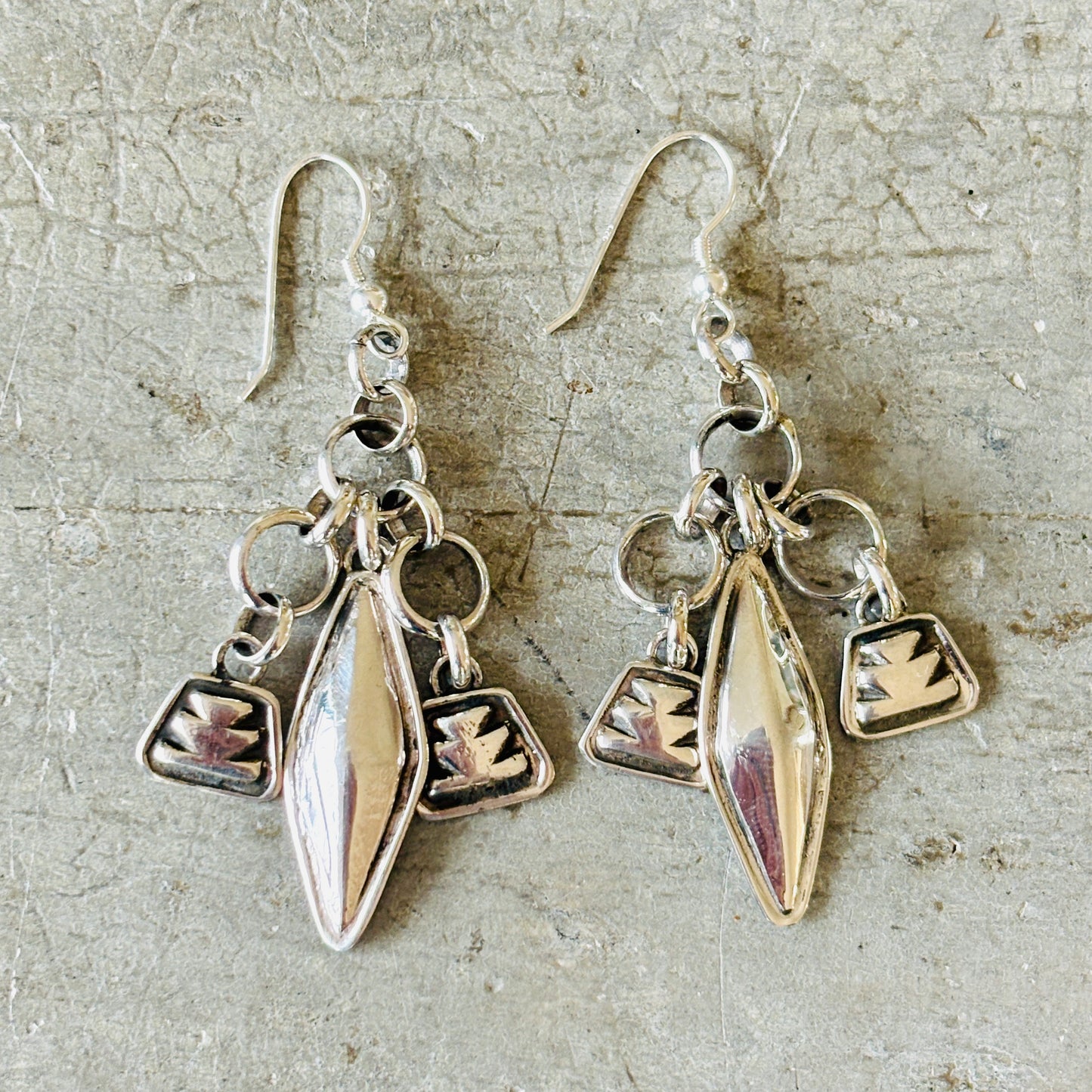 Navajo Dakota Willie Sterling Silver Charm Earrings