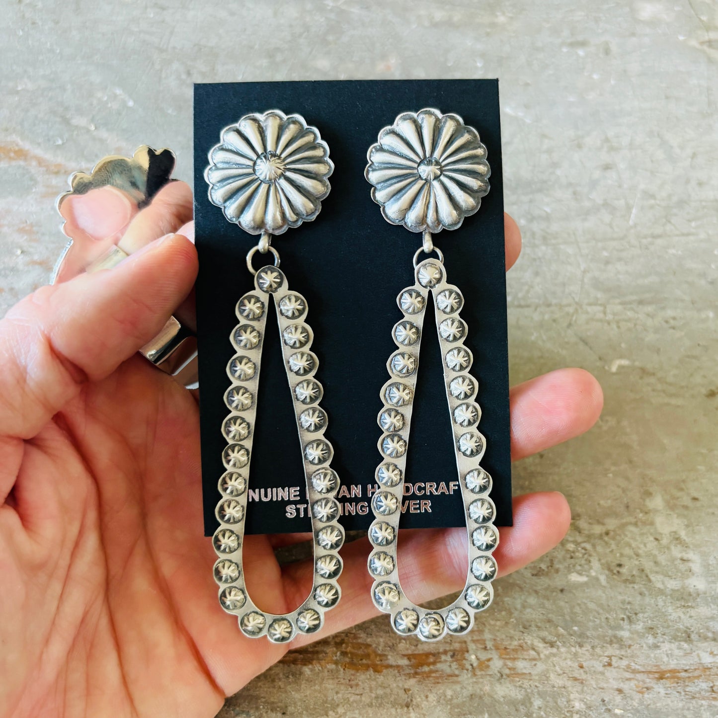 Navajo Sterling Silver Eugene Charley Concho Statement Earrings